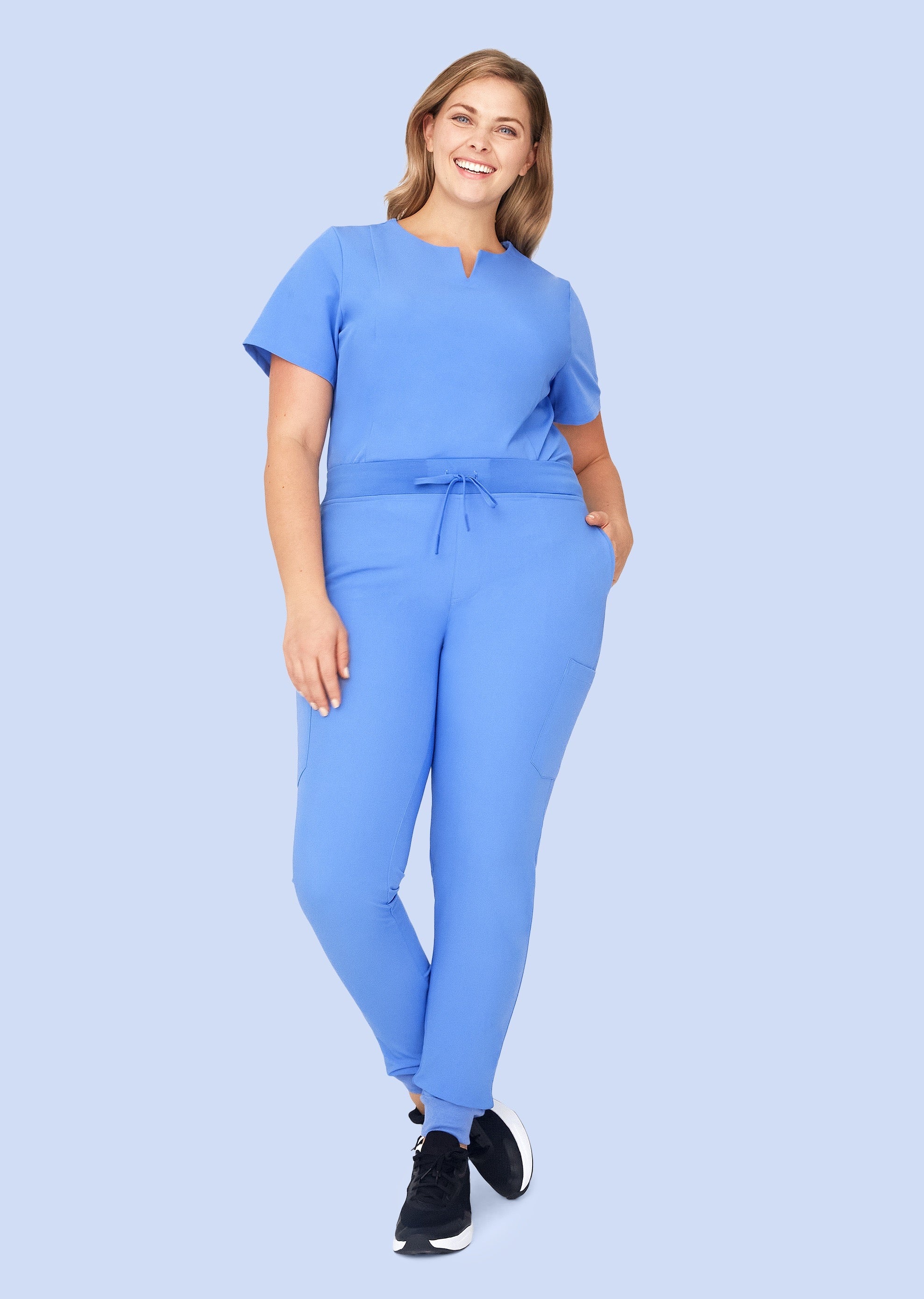 5 Pocket Notch Neck Top Ceil Blue - Image 7