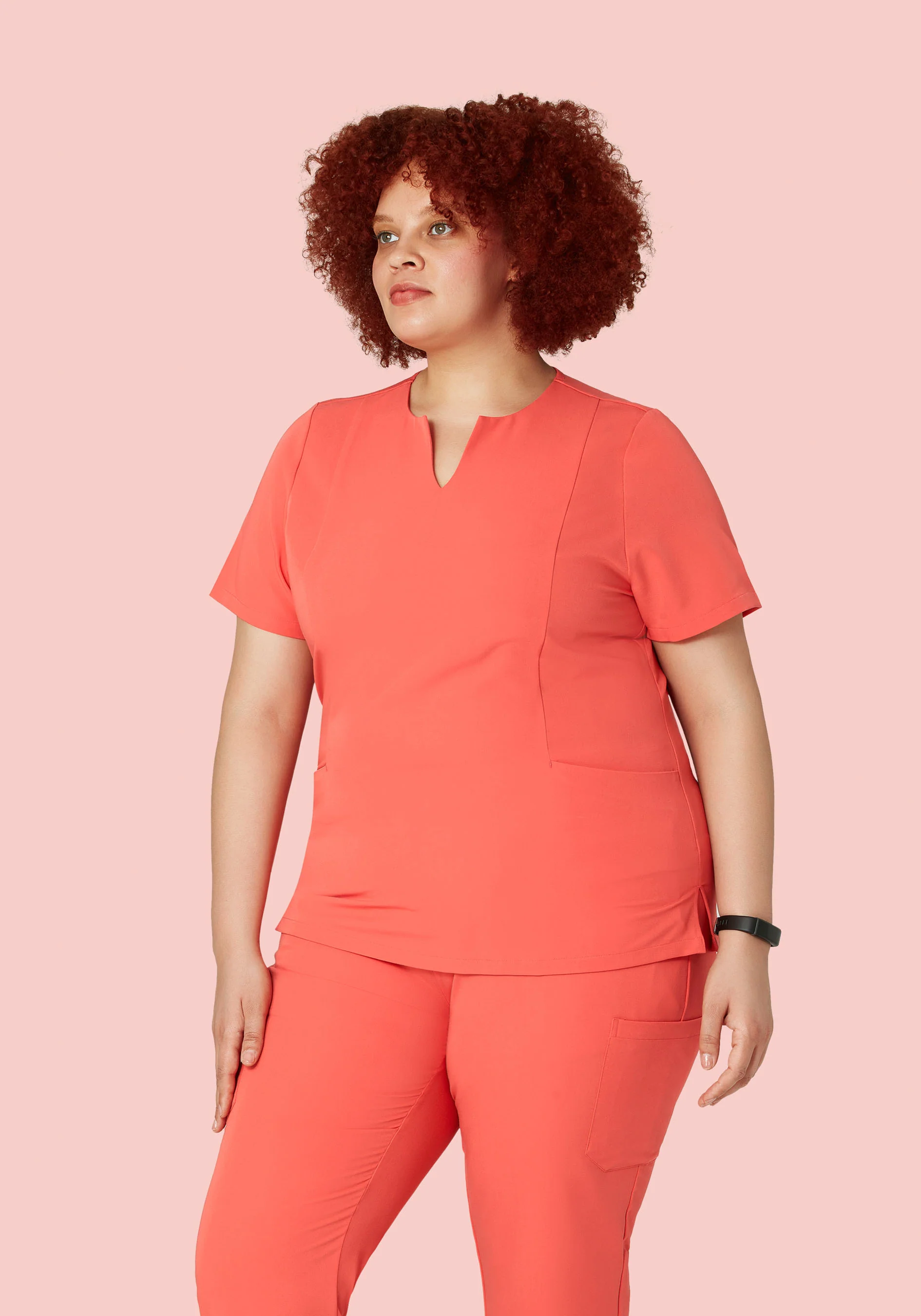 5 Pocket Notch Neck Top Coral - Image 5