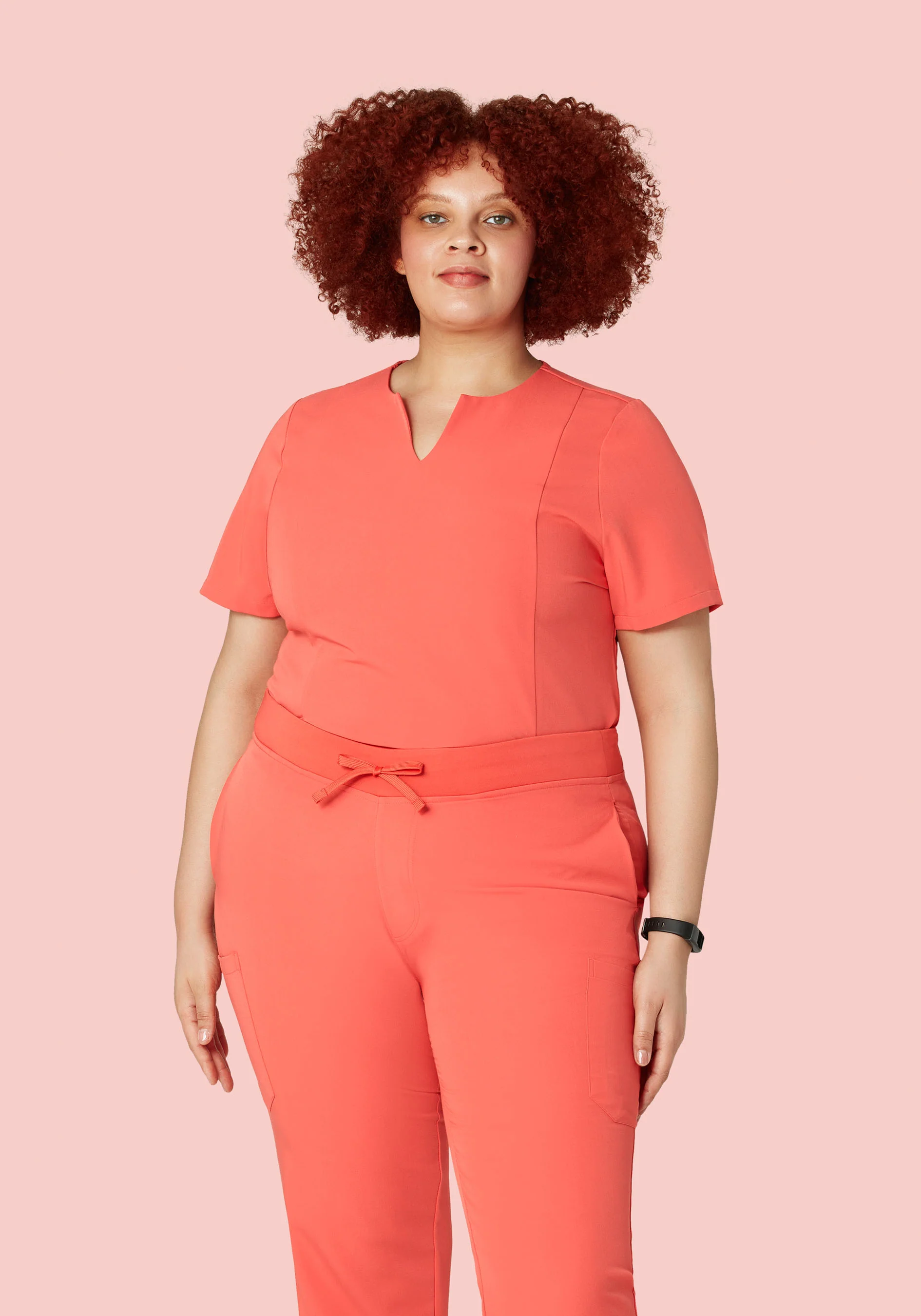 5 Pocket Notch Neck Top Coral - Image 6