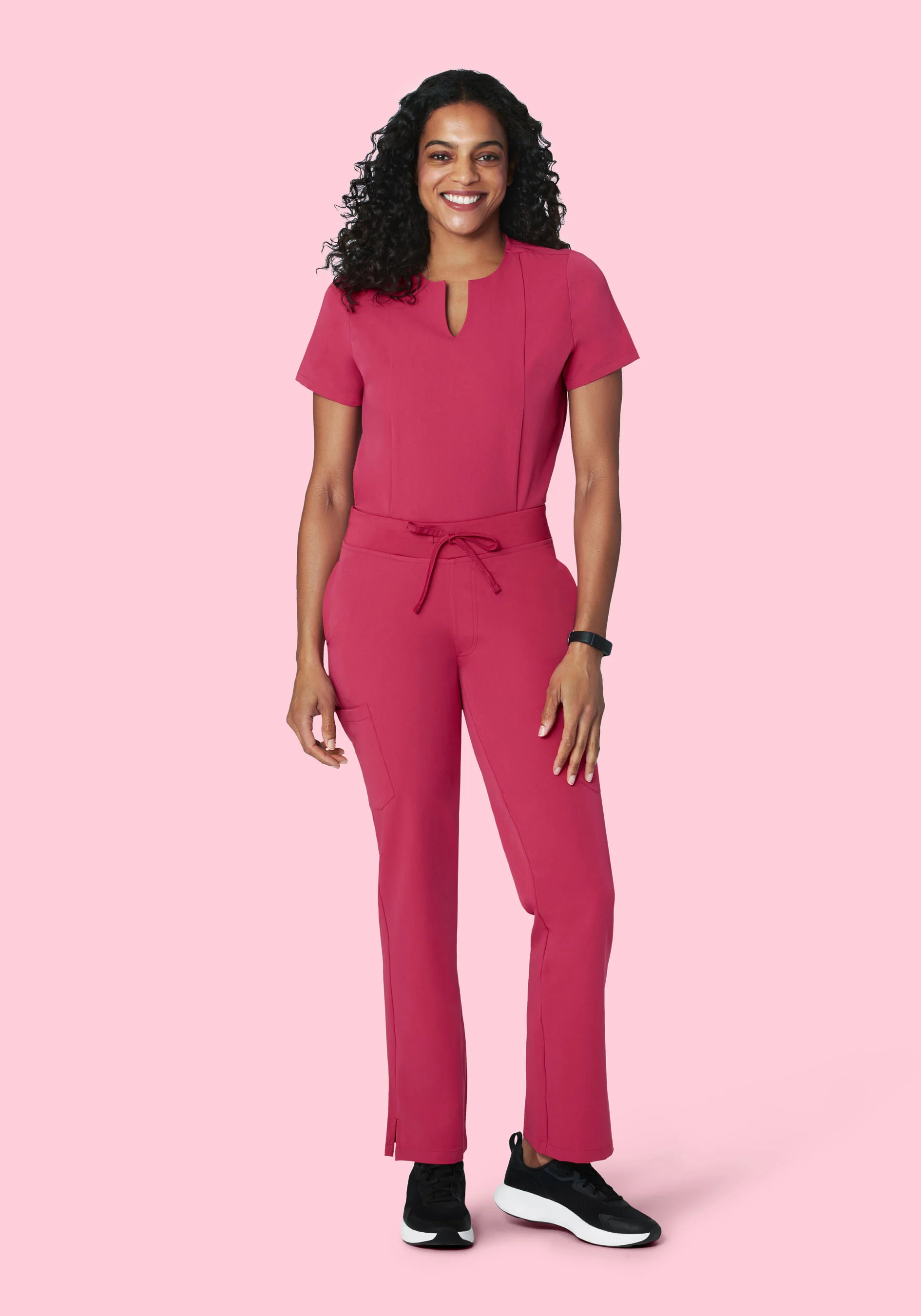 5 Pocket Notch Neck Top Deep Magenta - Image 2