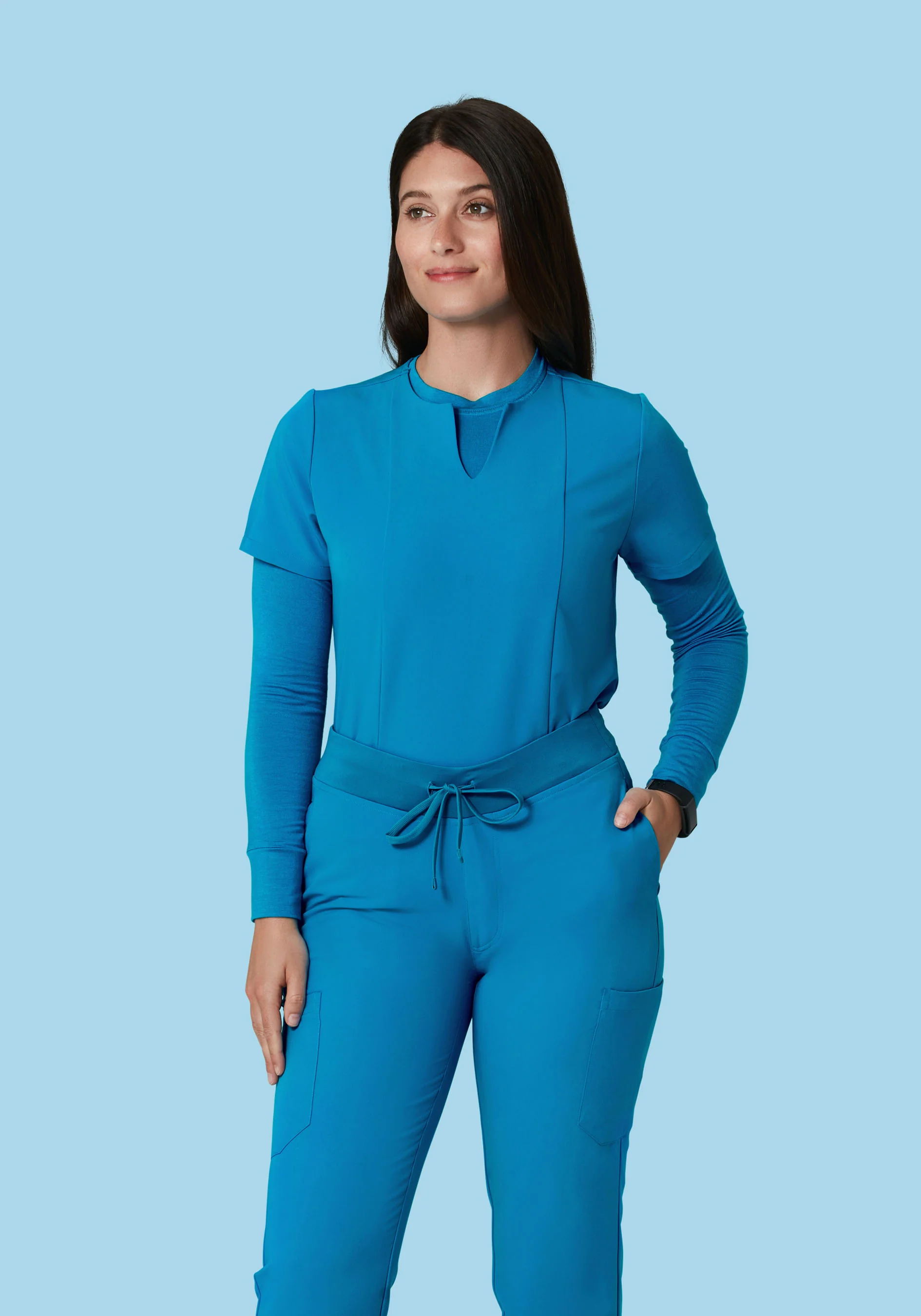 5 Pocket Notch Neck Top Electric Blue - Image 2