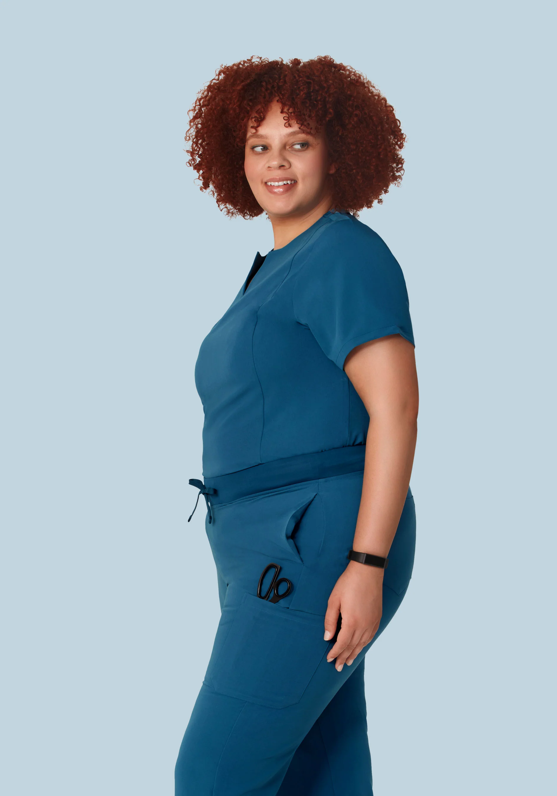 5 Pocket Notch Neck Top Harbor Blue - Image 6