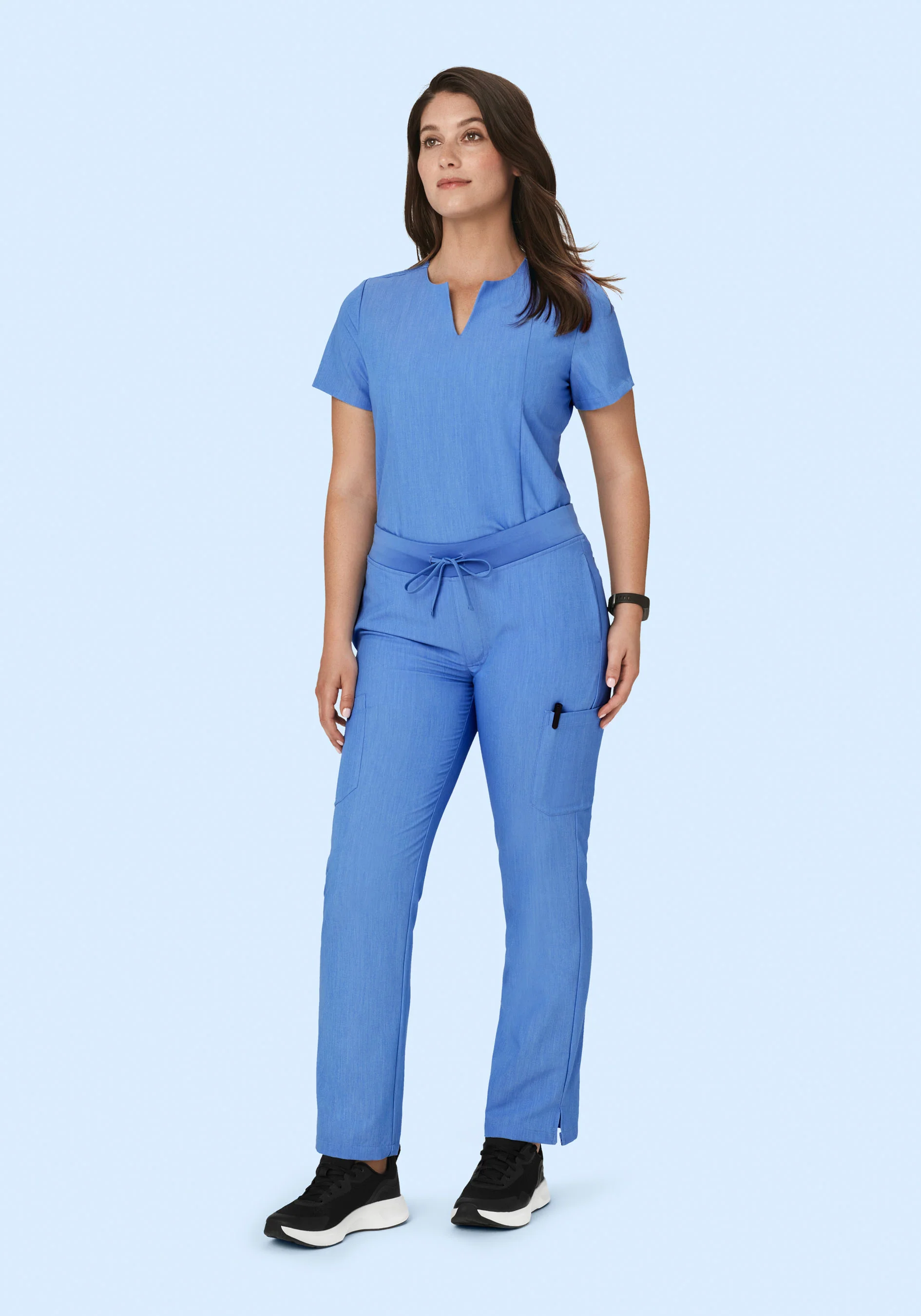 5 Pocket Notch Neck Top Heather Blue - Image 3
