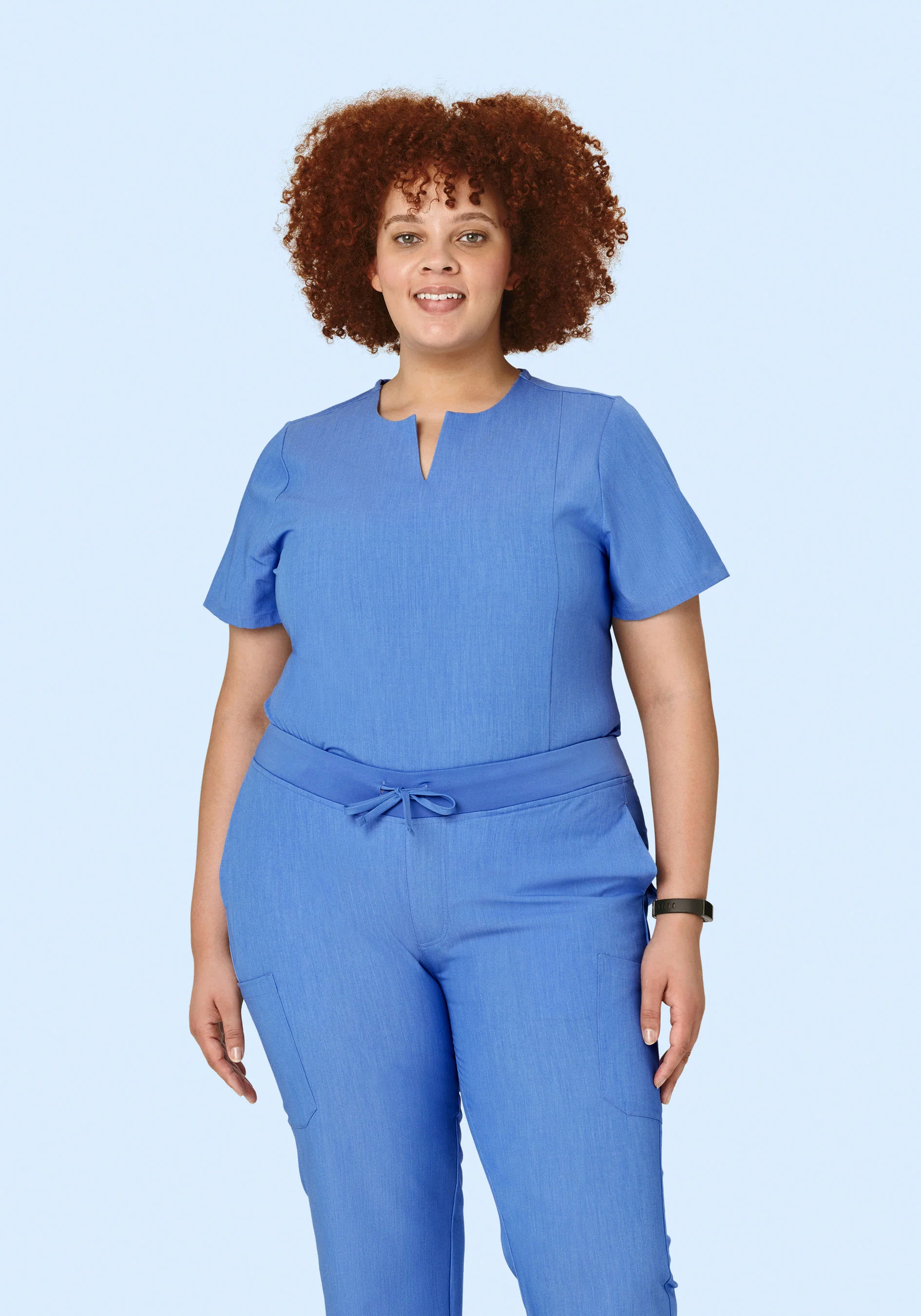 5 Pocket Notch Neck Top Heather Blue - Image 6