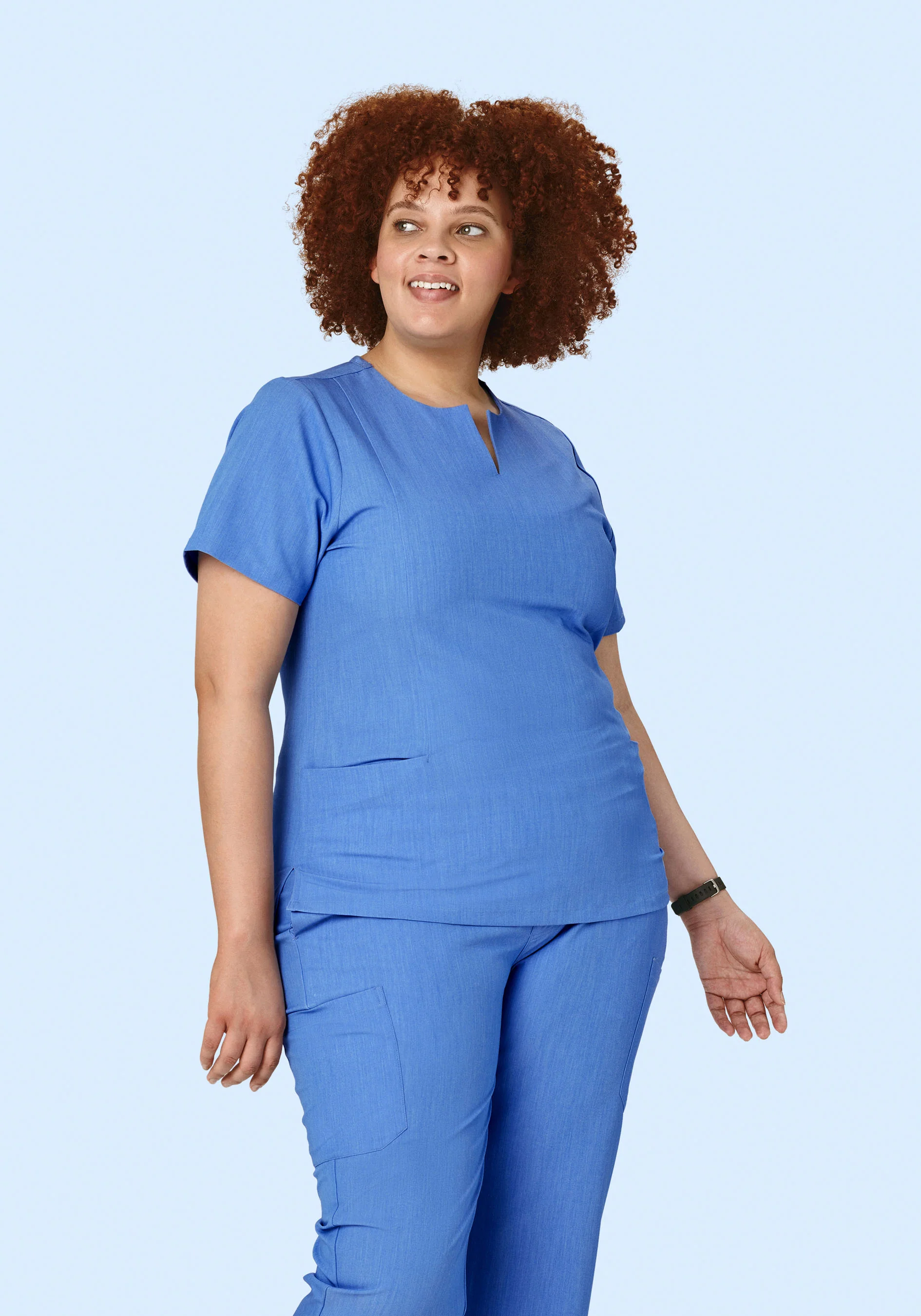 5 Pocket Notch Neck Top Heather Blue - Image 7