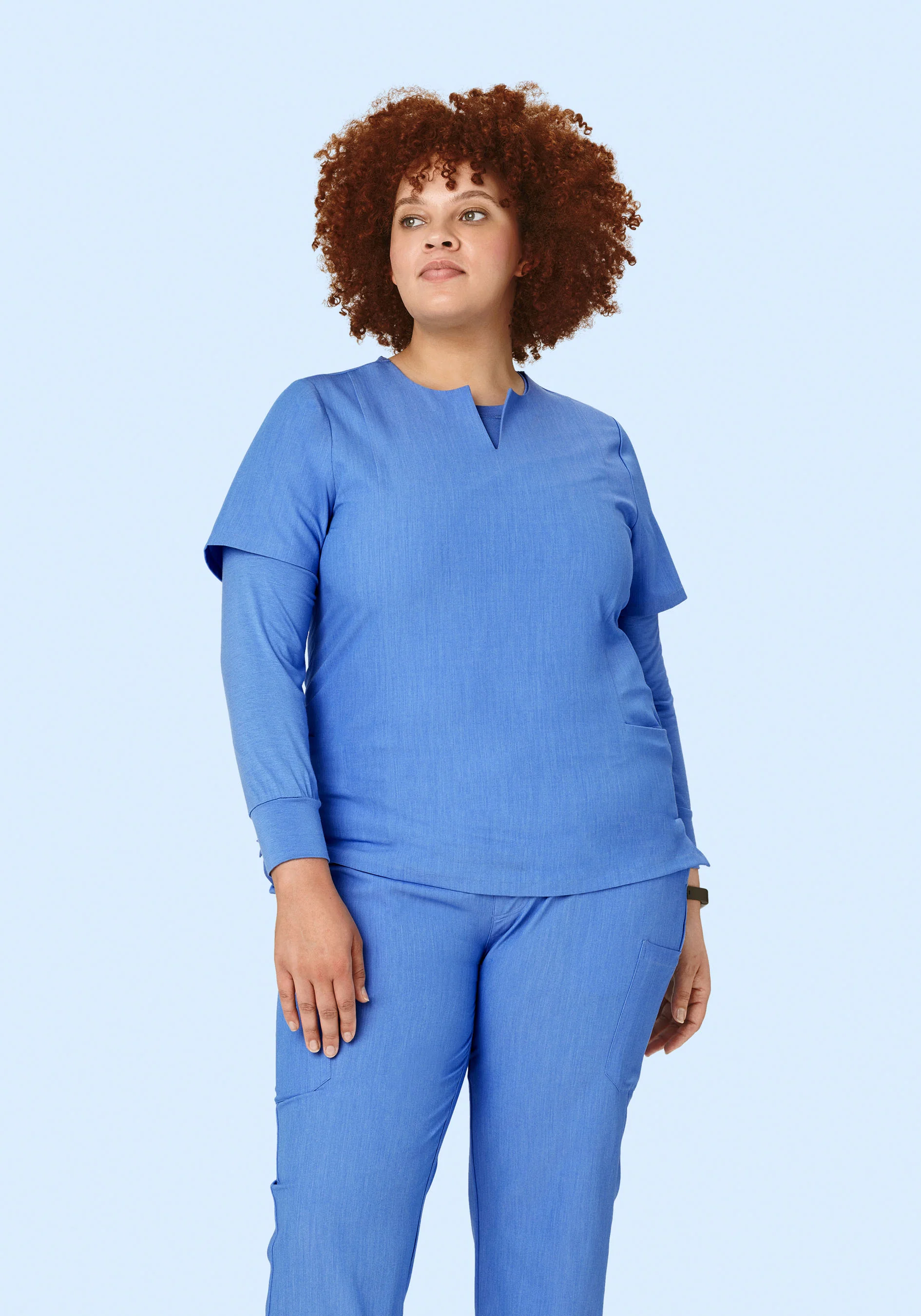 5 Pocket Notch Neck Top Heather Blue - Image 8