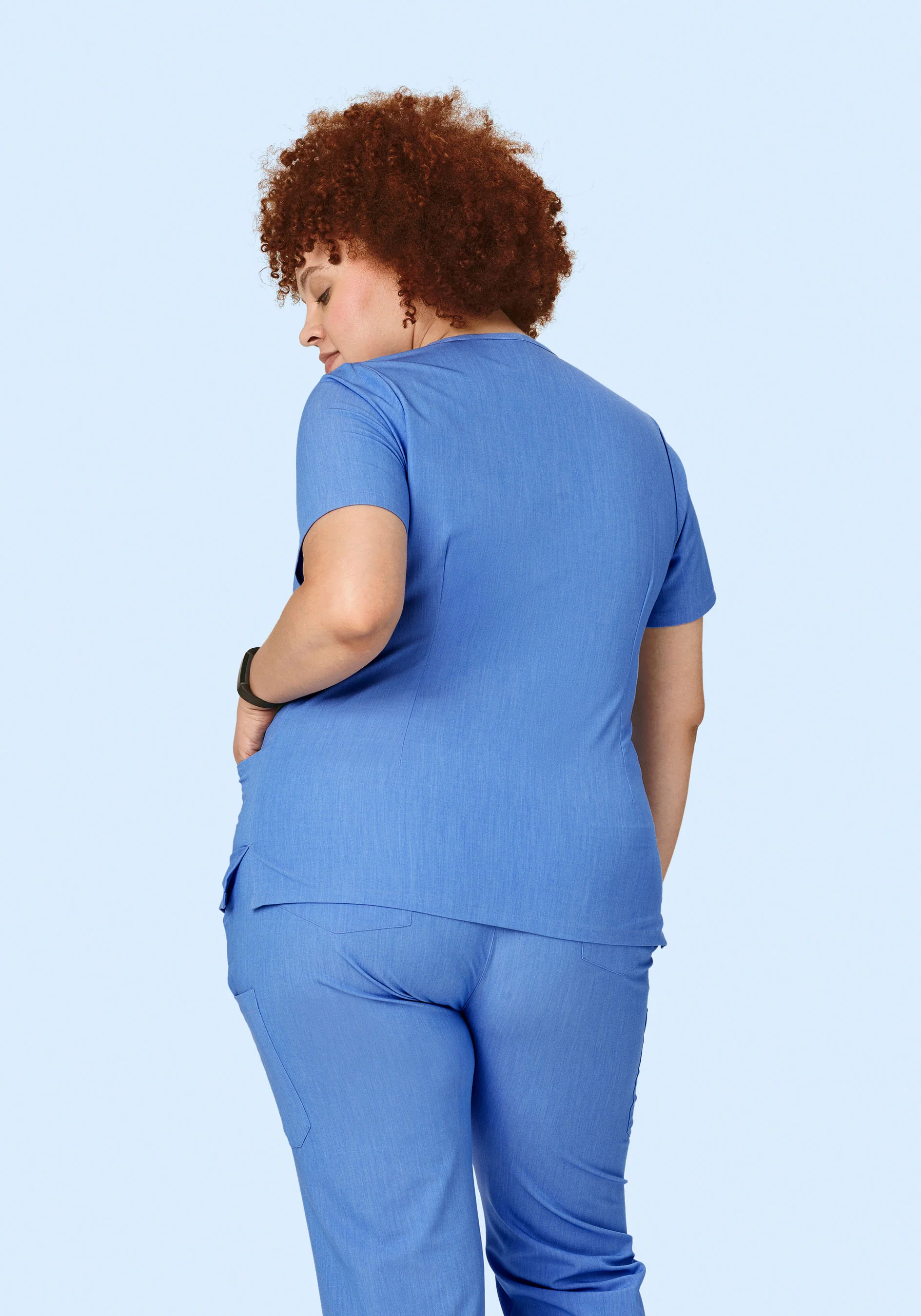 5 Pocket Notch Neck Top Heather Blue - Image 9
