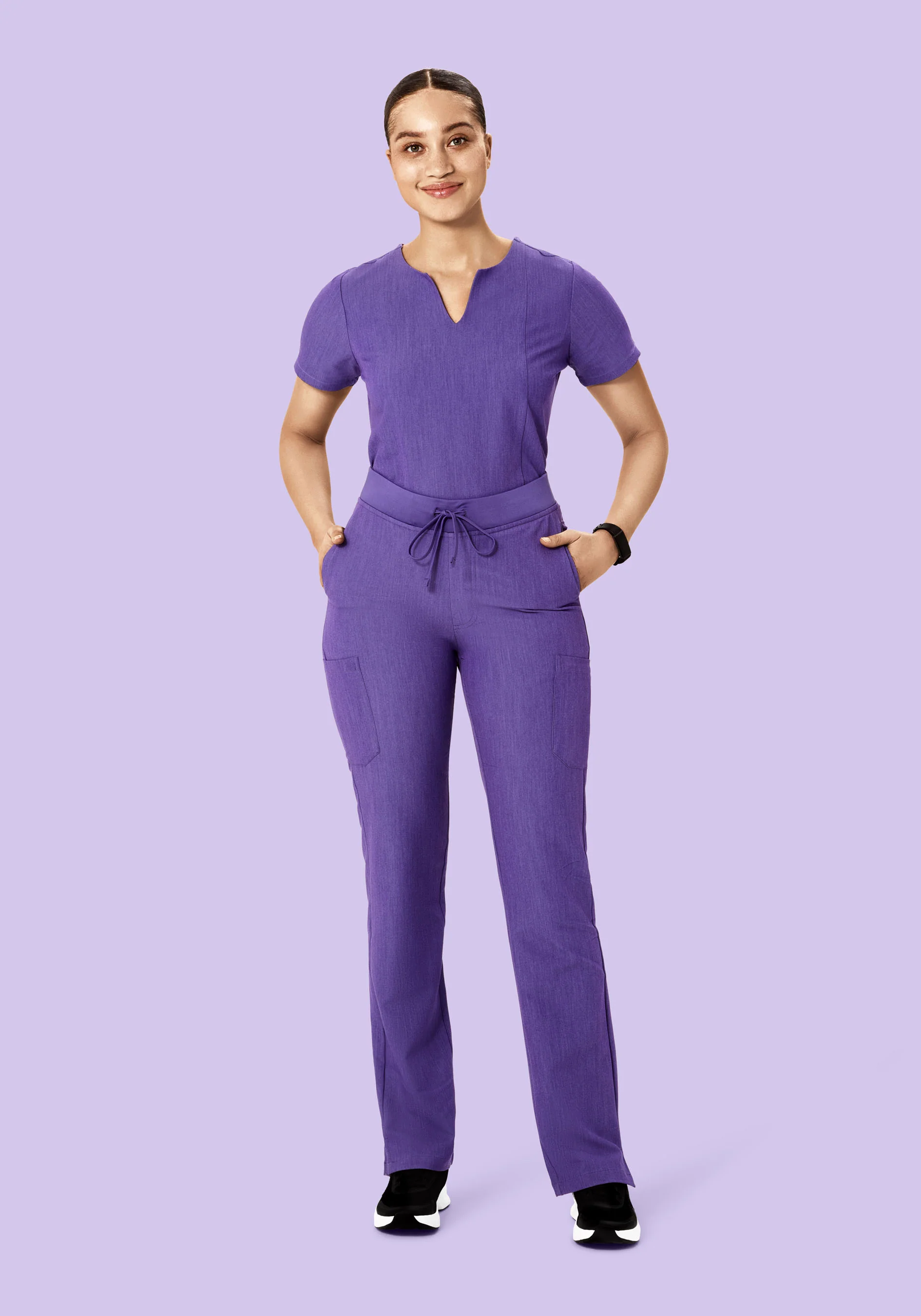 5 Pocket Notch Neck Top Heather Grape - Image 3