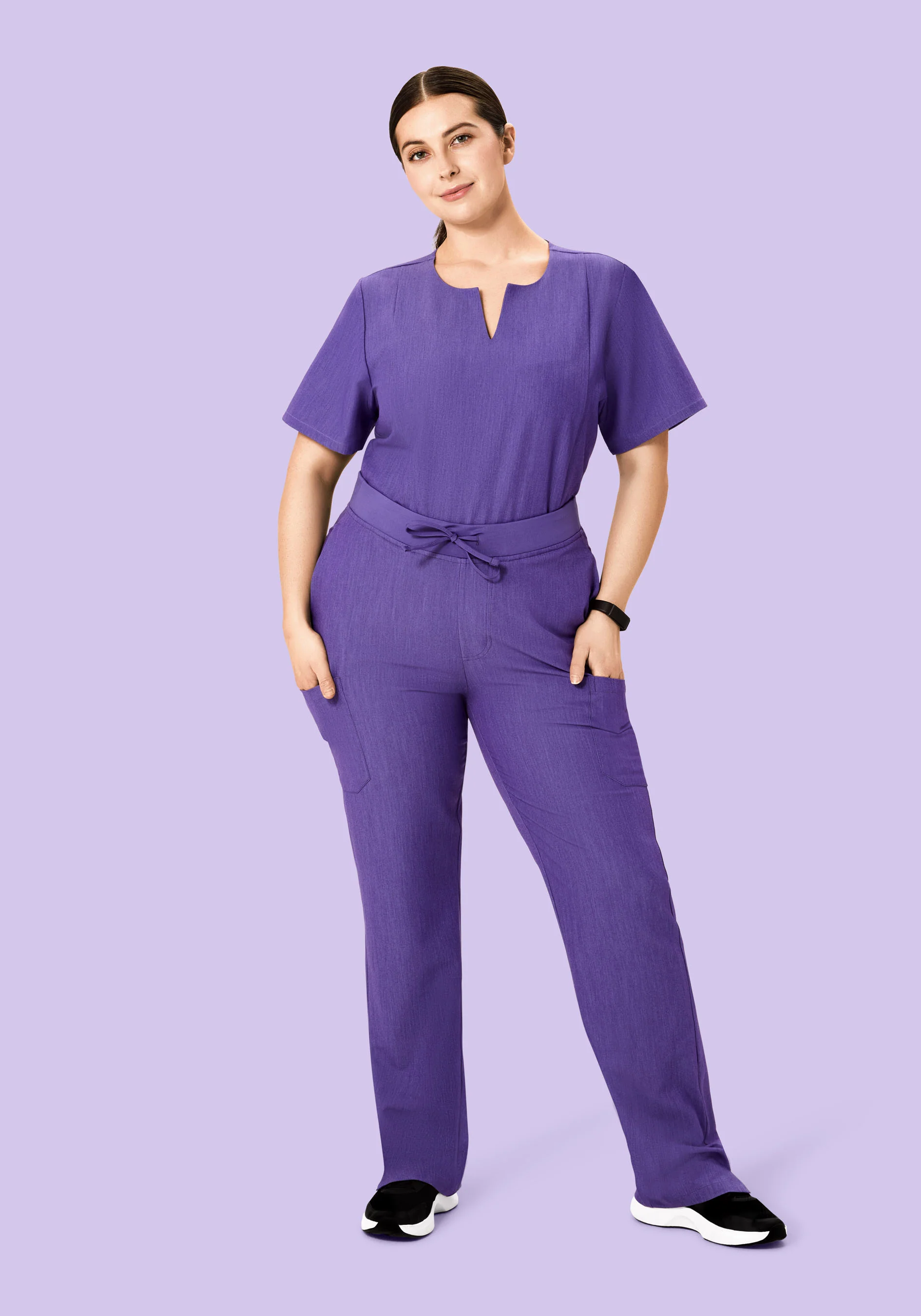 5 Pocket Notch Neck Top Heather Grape - Image 5