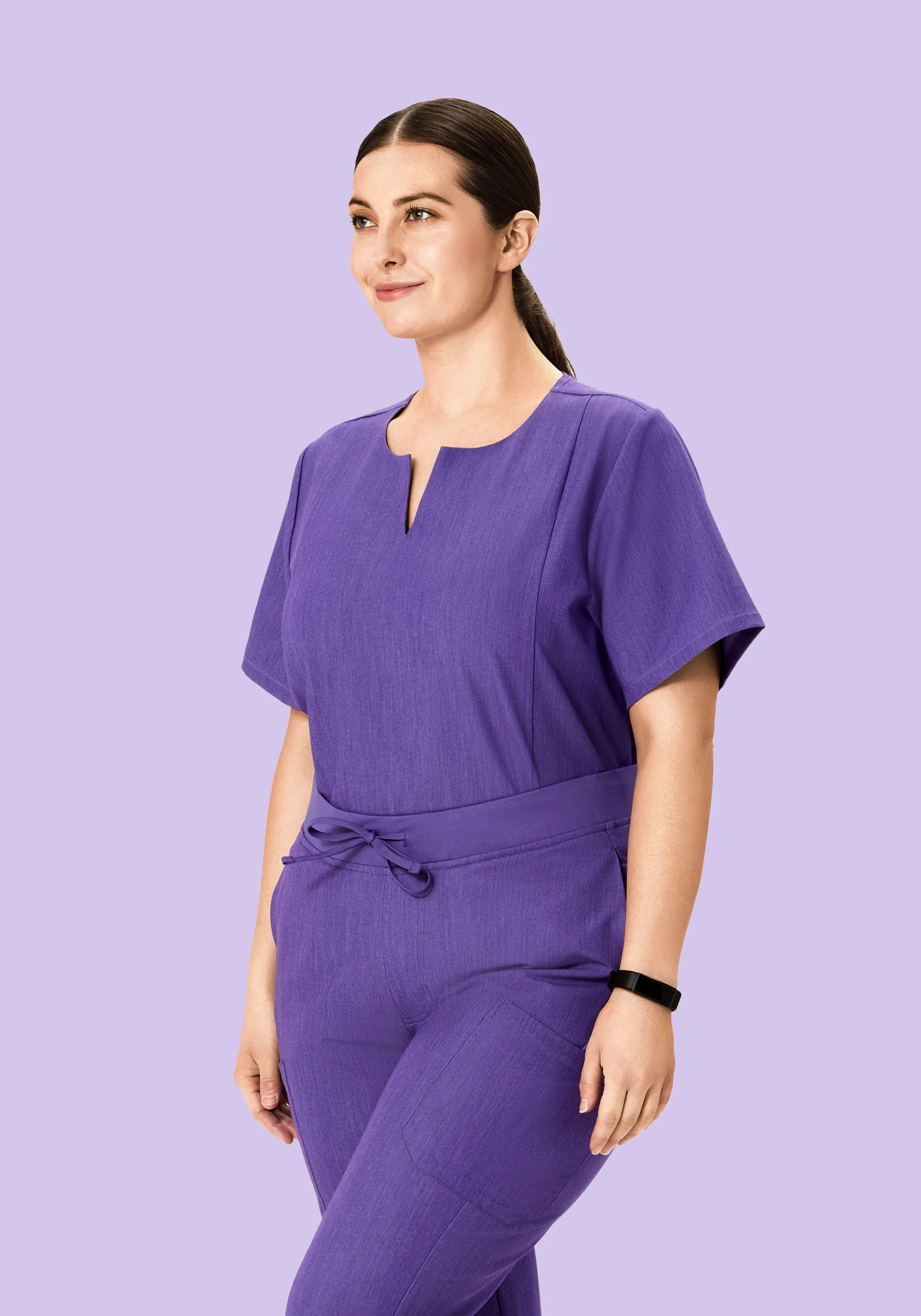 5 Pocket Notch Neck Top Heather Grape - Image 7