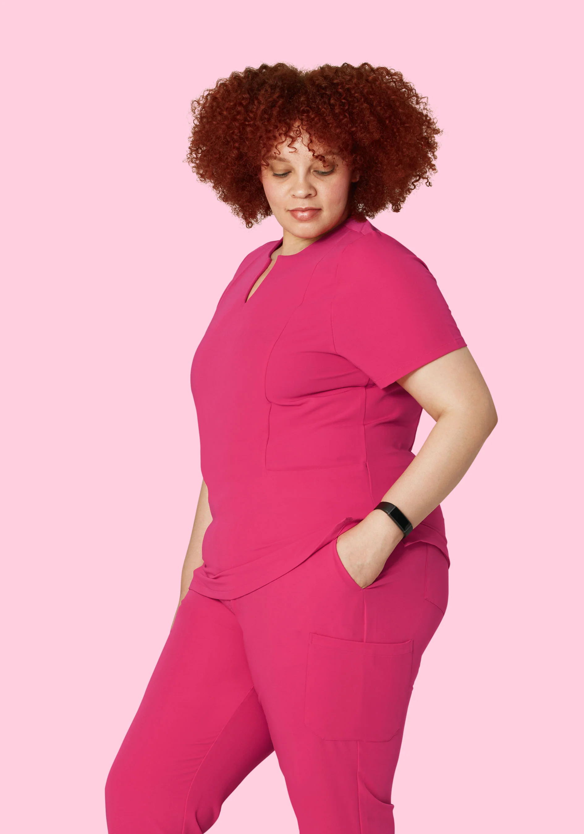 5 Pocket Notch Neck Top Hot Pink - Image 6