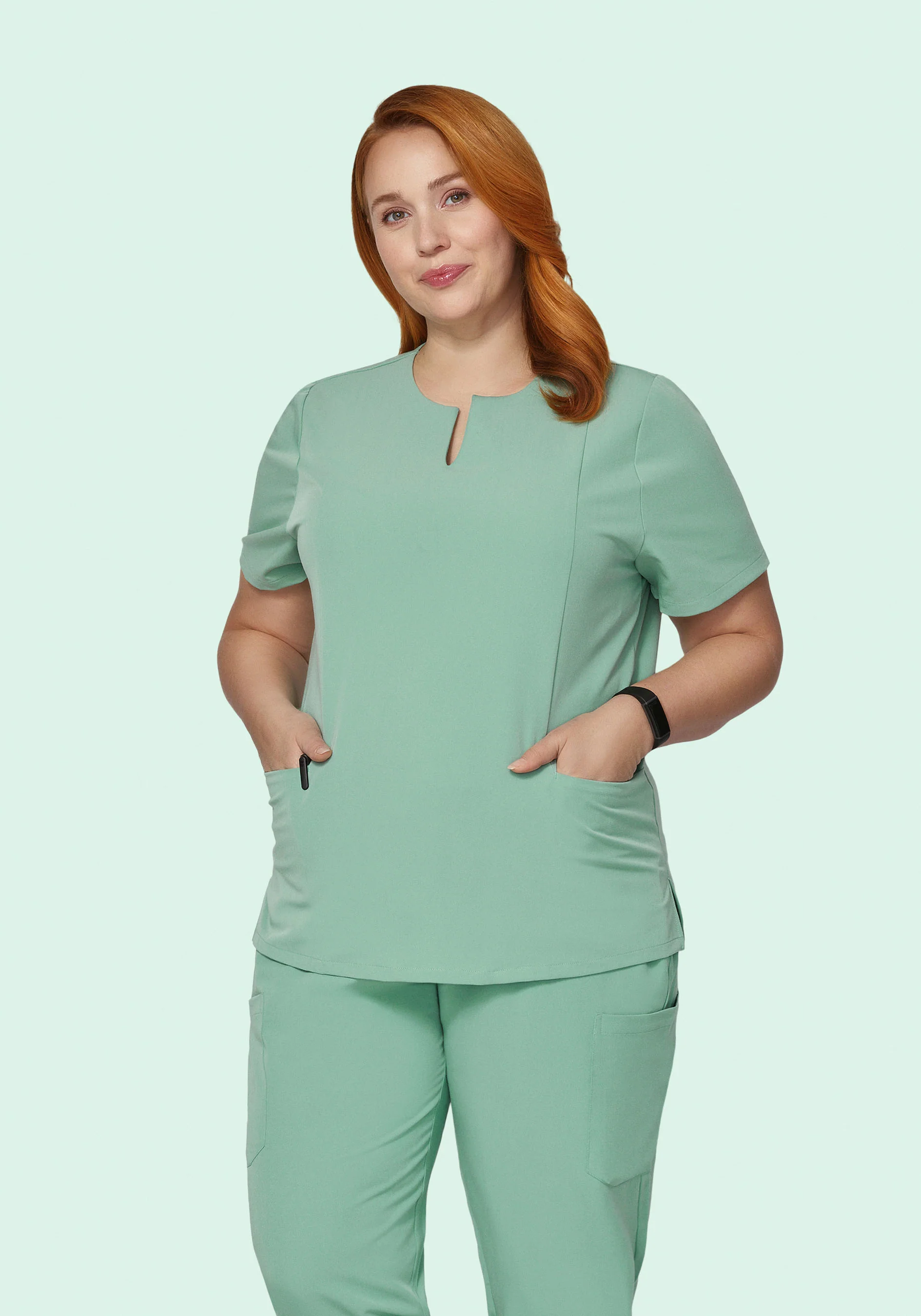 5 Pocket Notch Neck Top Jade - Image 4