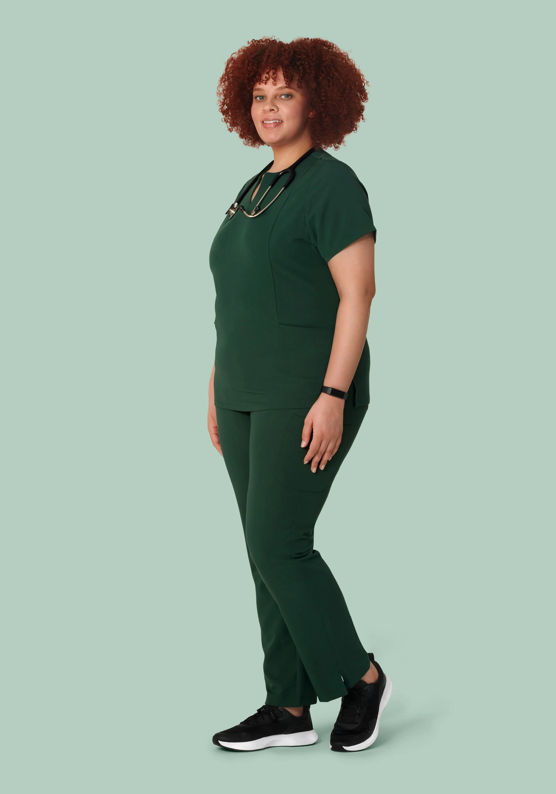 5 Pocket Notch Neck Top Midnight Green - Image 7