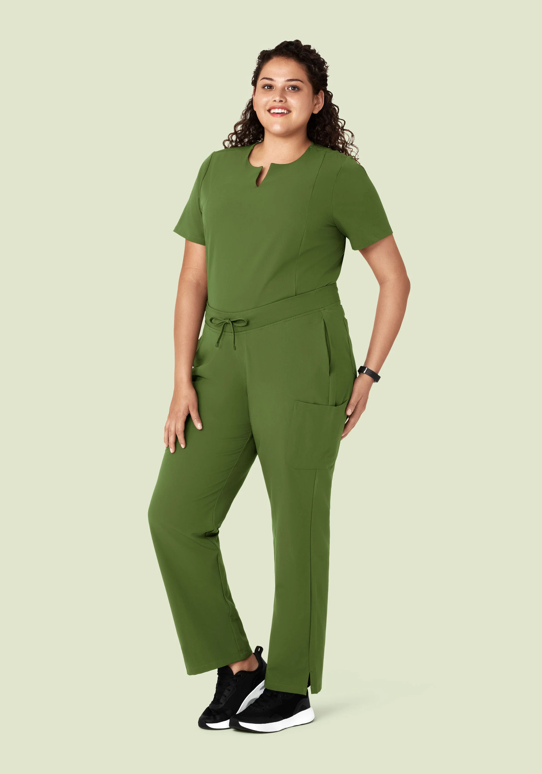 5 Pocket Notch Neck Top Moss - Image 8