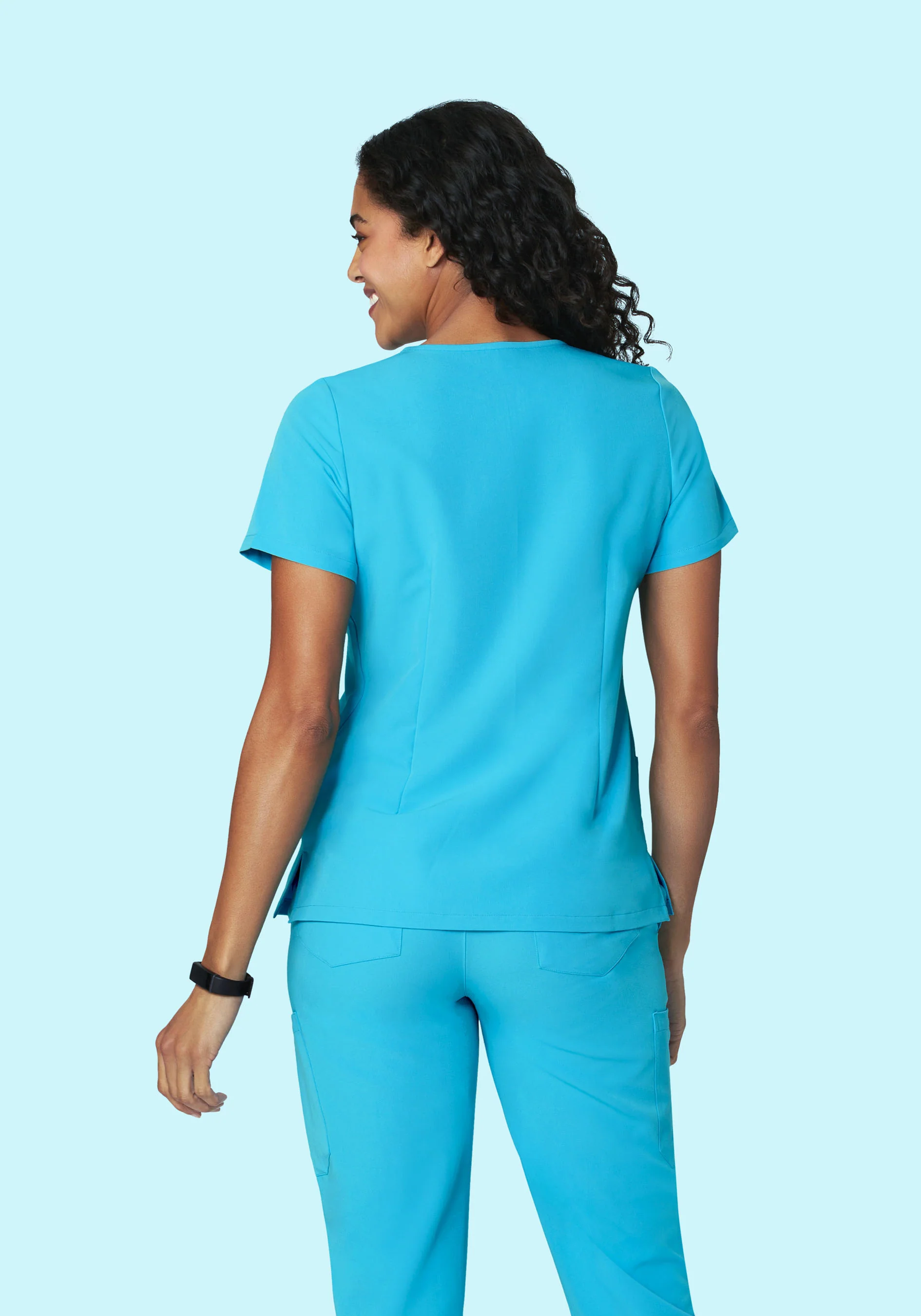 5 Pocket Notch Neck Top Pacific Blue - Image 4
