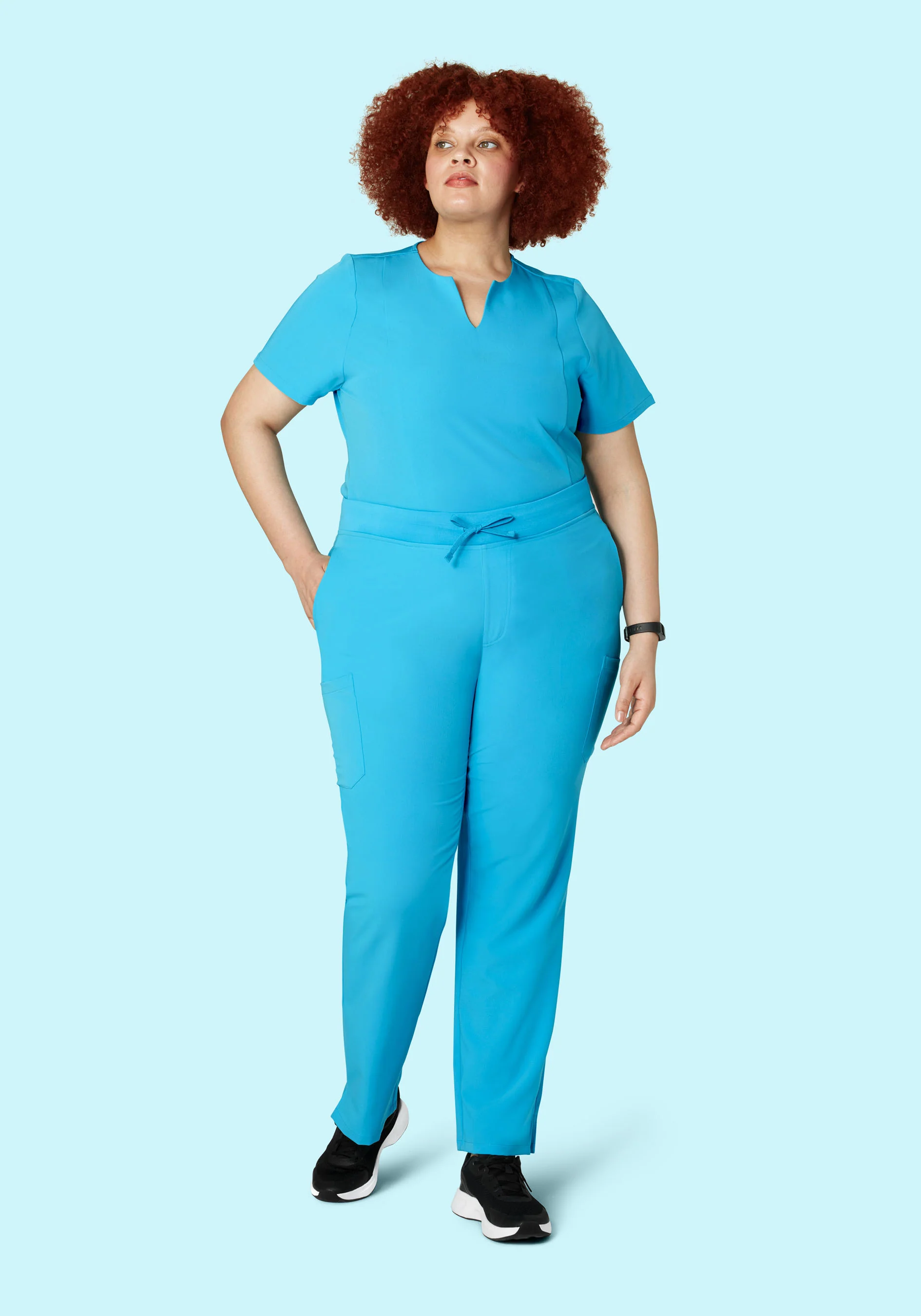5 Pocket Notch Neck Top Pacific Blue - Image 7