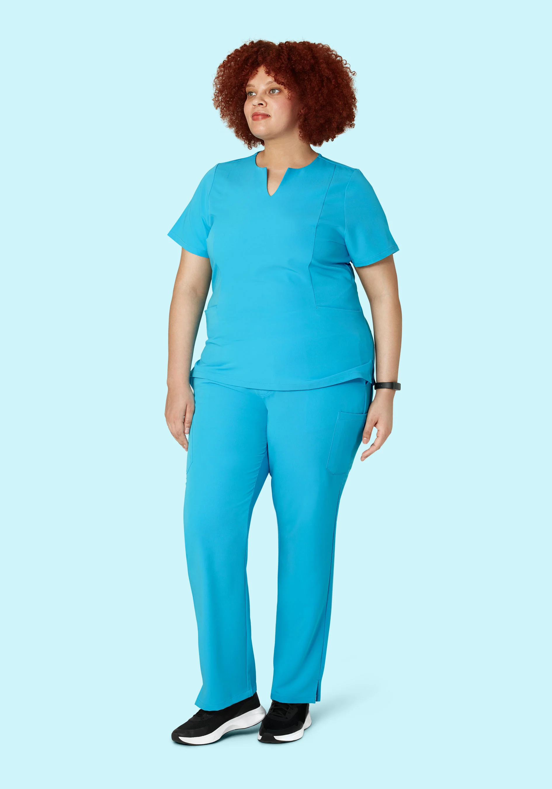 5 Pocket Notch Neck Top Pacific Blue - Image 8
