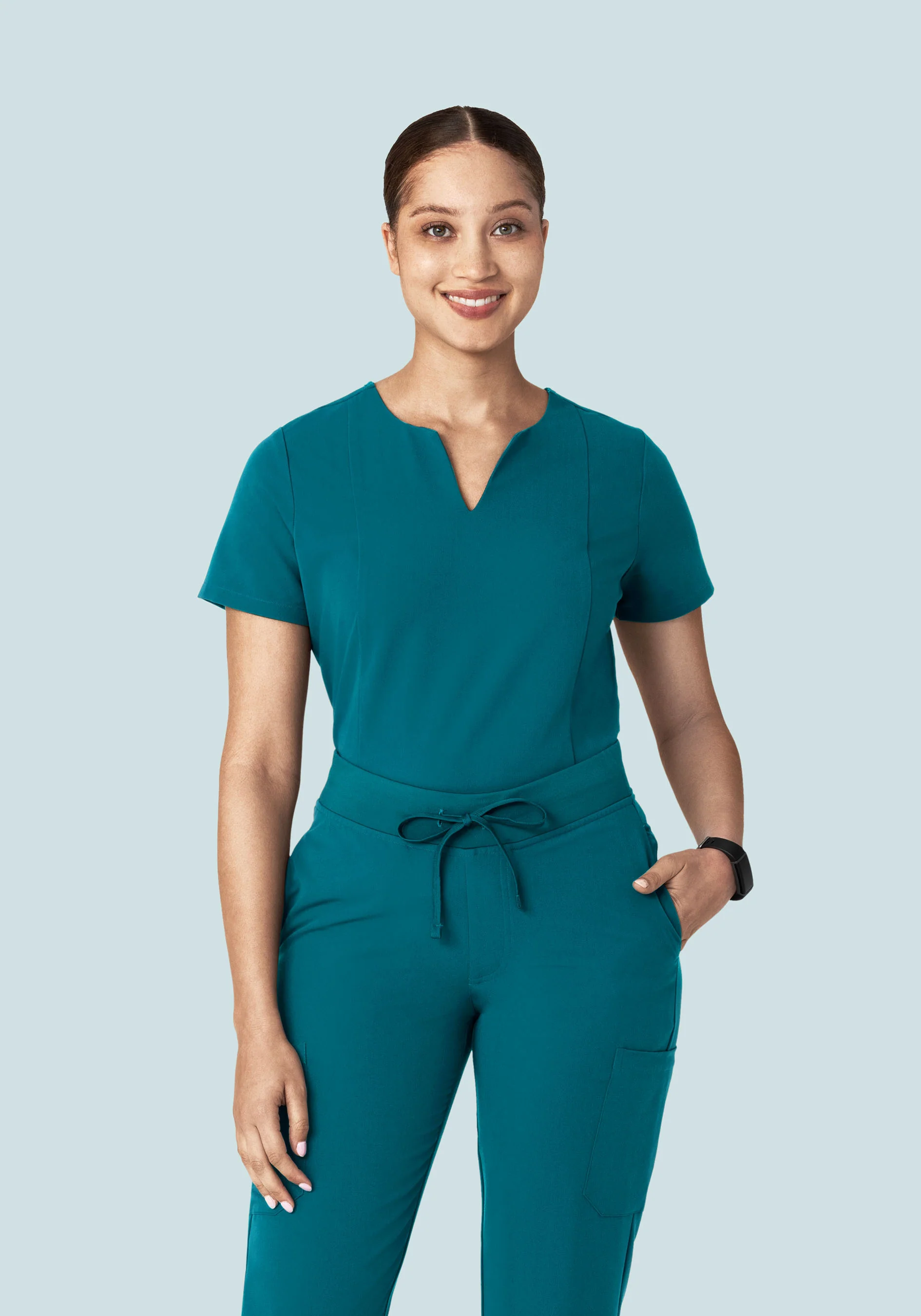 5 Pocket Notch Neck Top Peacock - Image 2