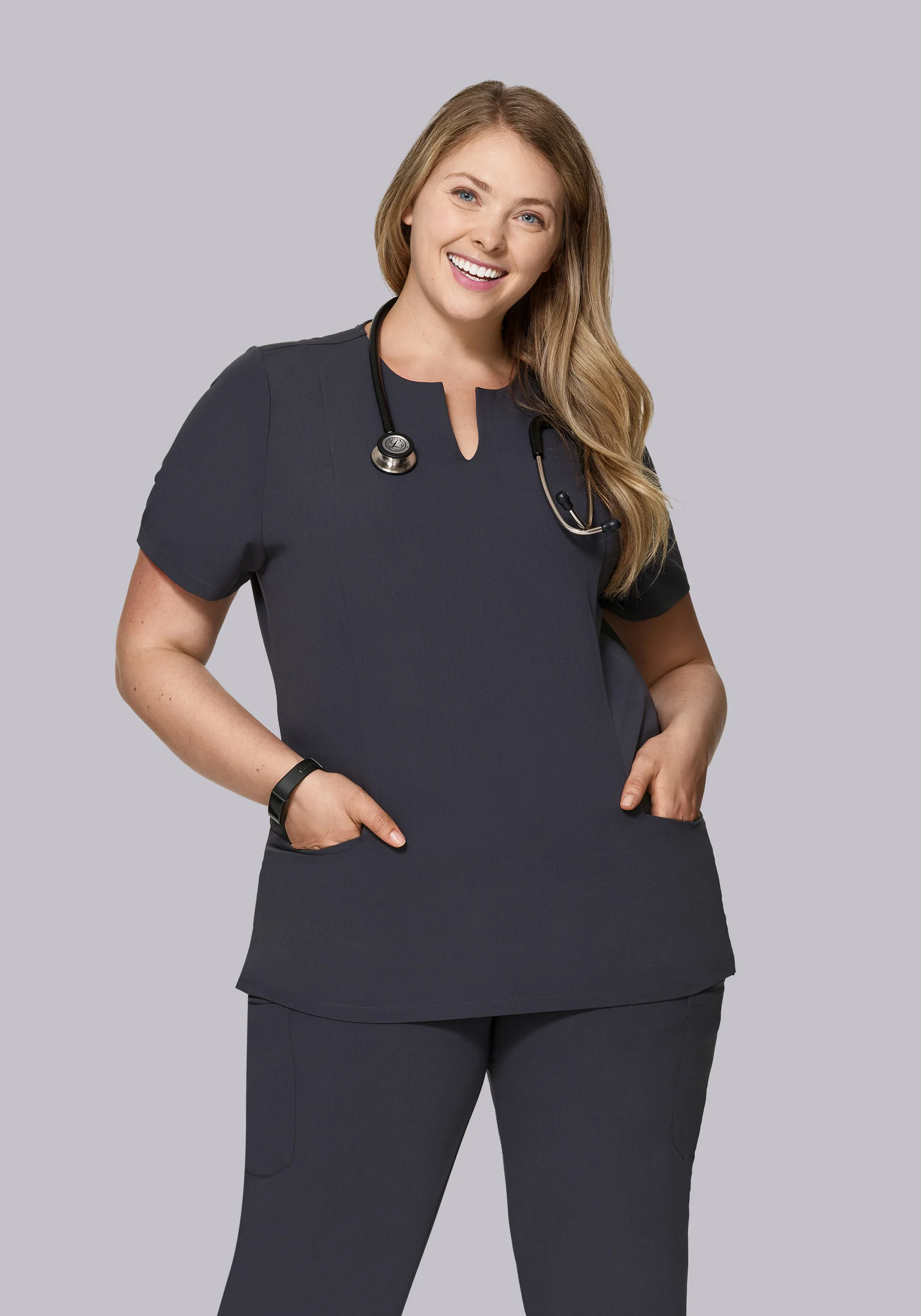 5 Pocket Notch Neck Top Pewter - Image 4