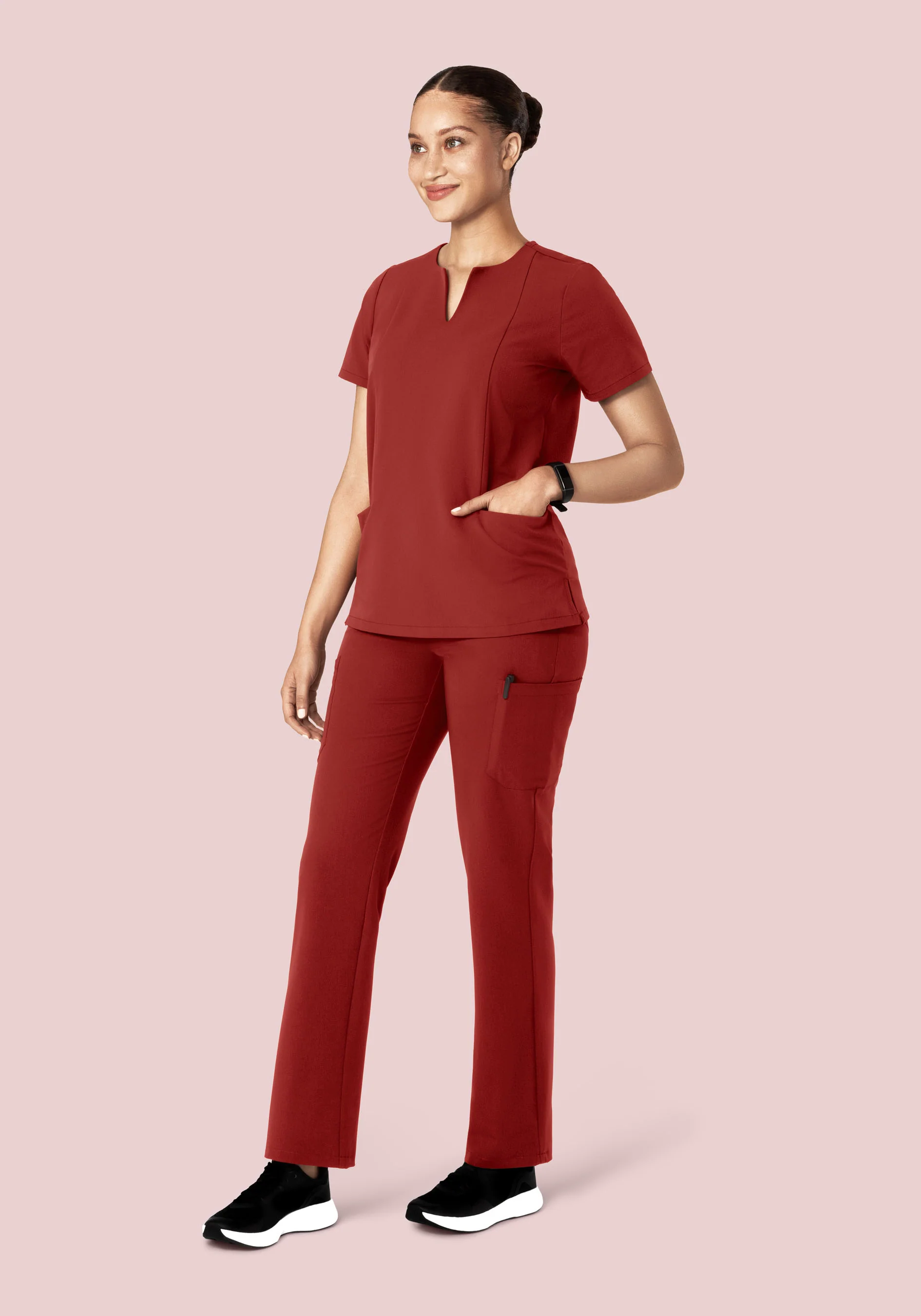 5 Pocket Notch Neck Top Rosewood - Image 4