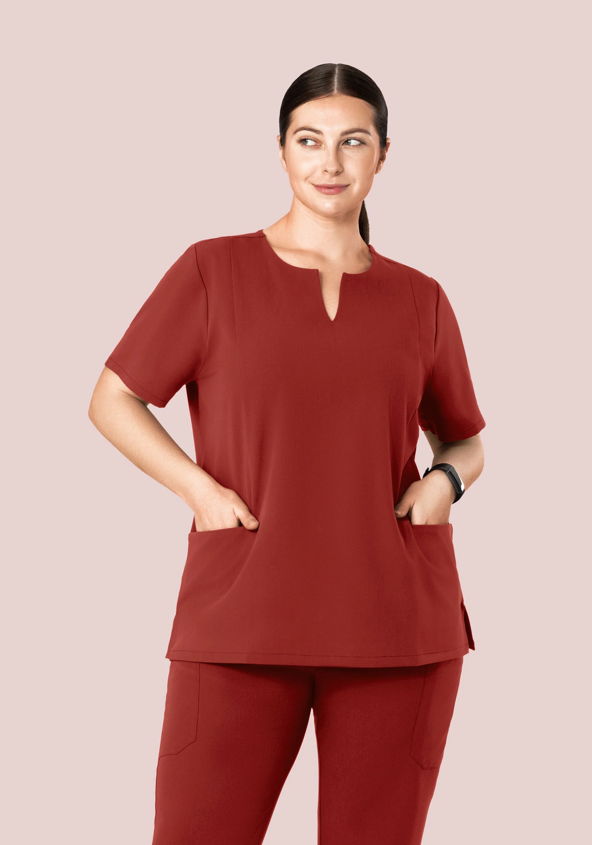 5 Pocket Notch Neck Top Rosewood - Image 6