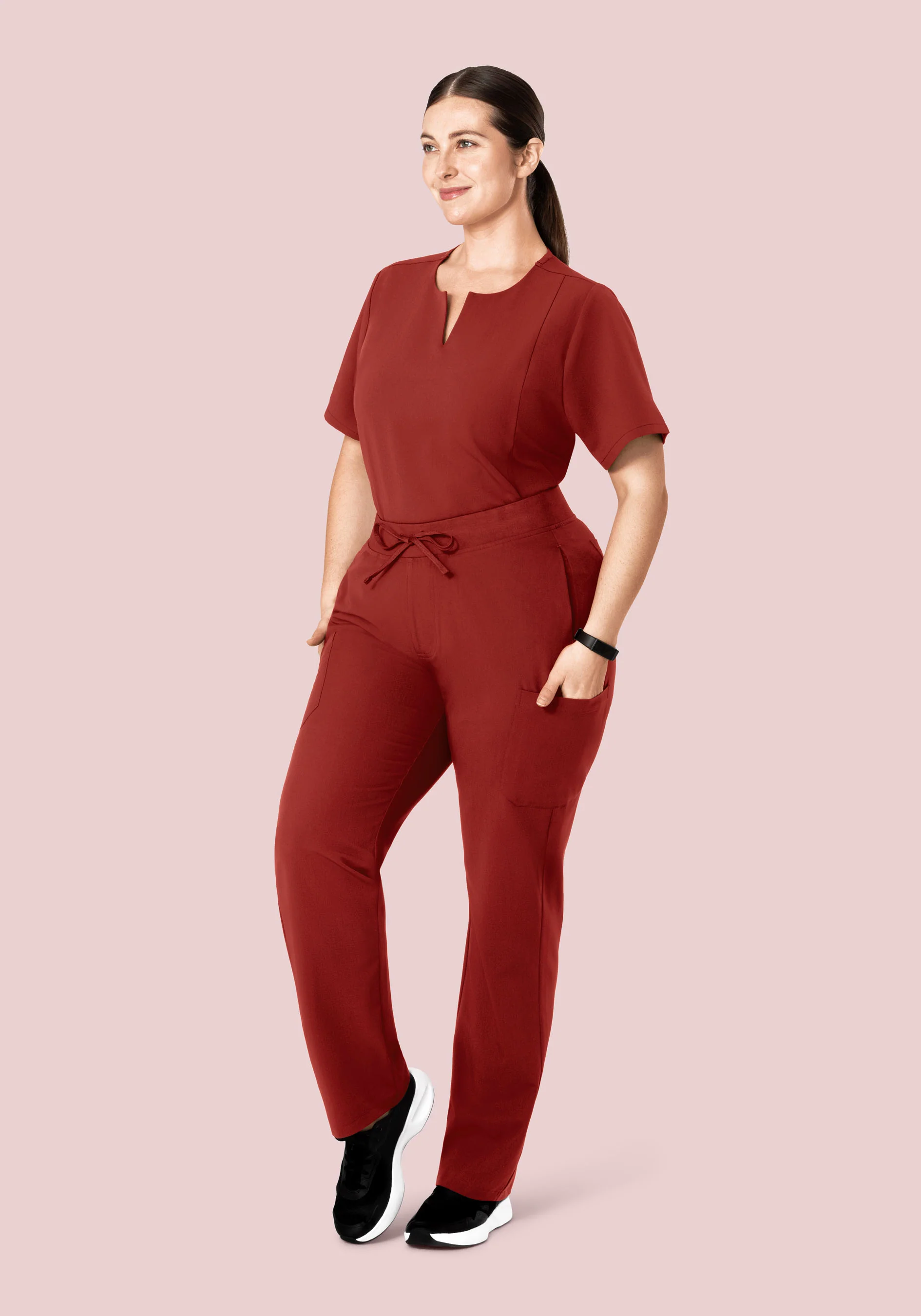 5 Pocket Notch Neck Top Rosewood - Image 9