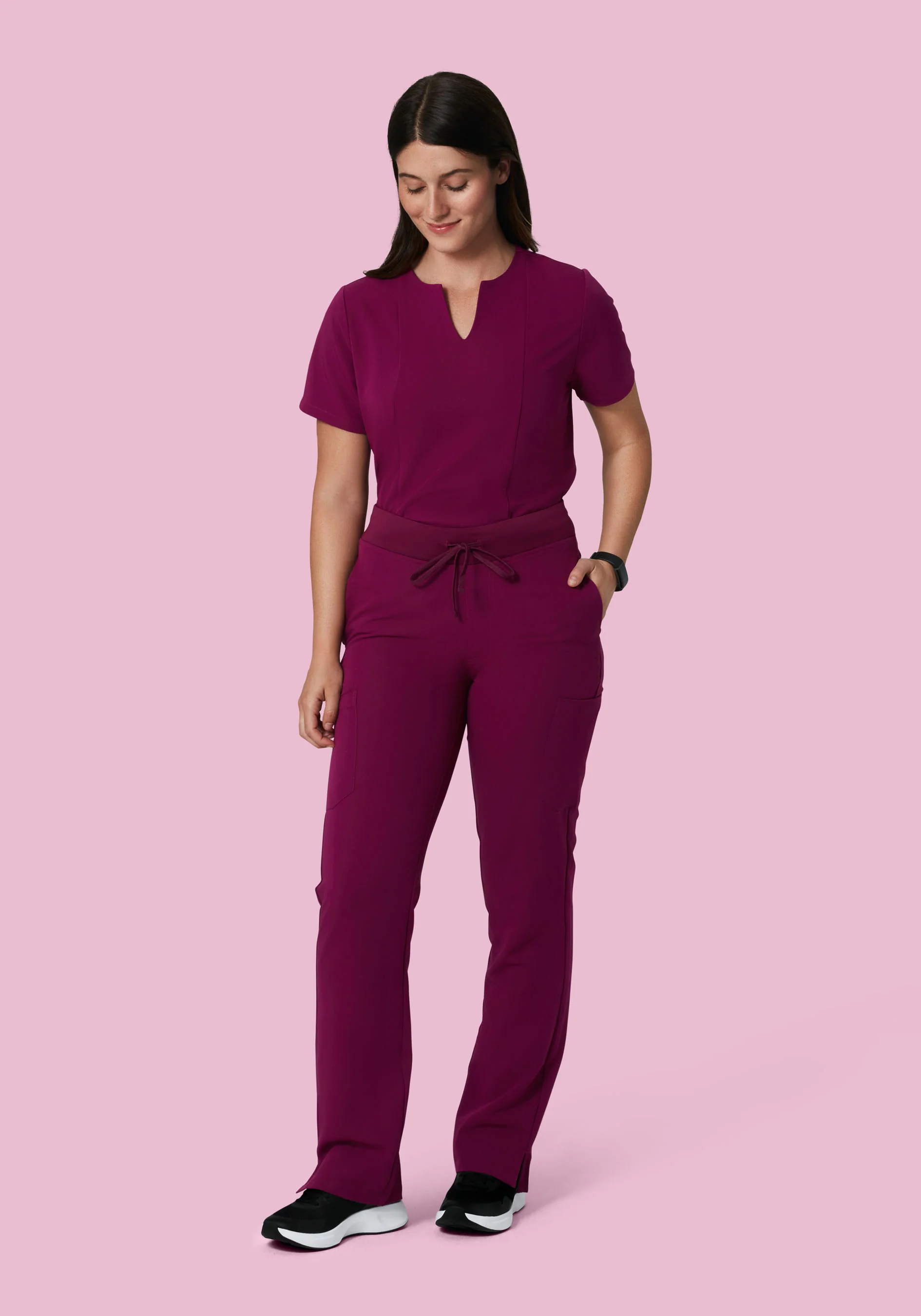 5 Pocket Notch Neck Top Sangria - Image 3