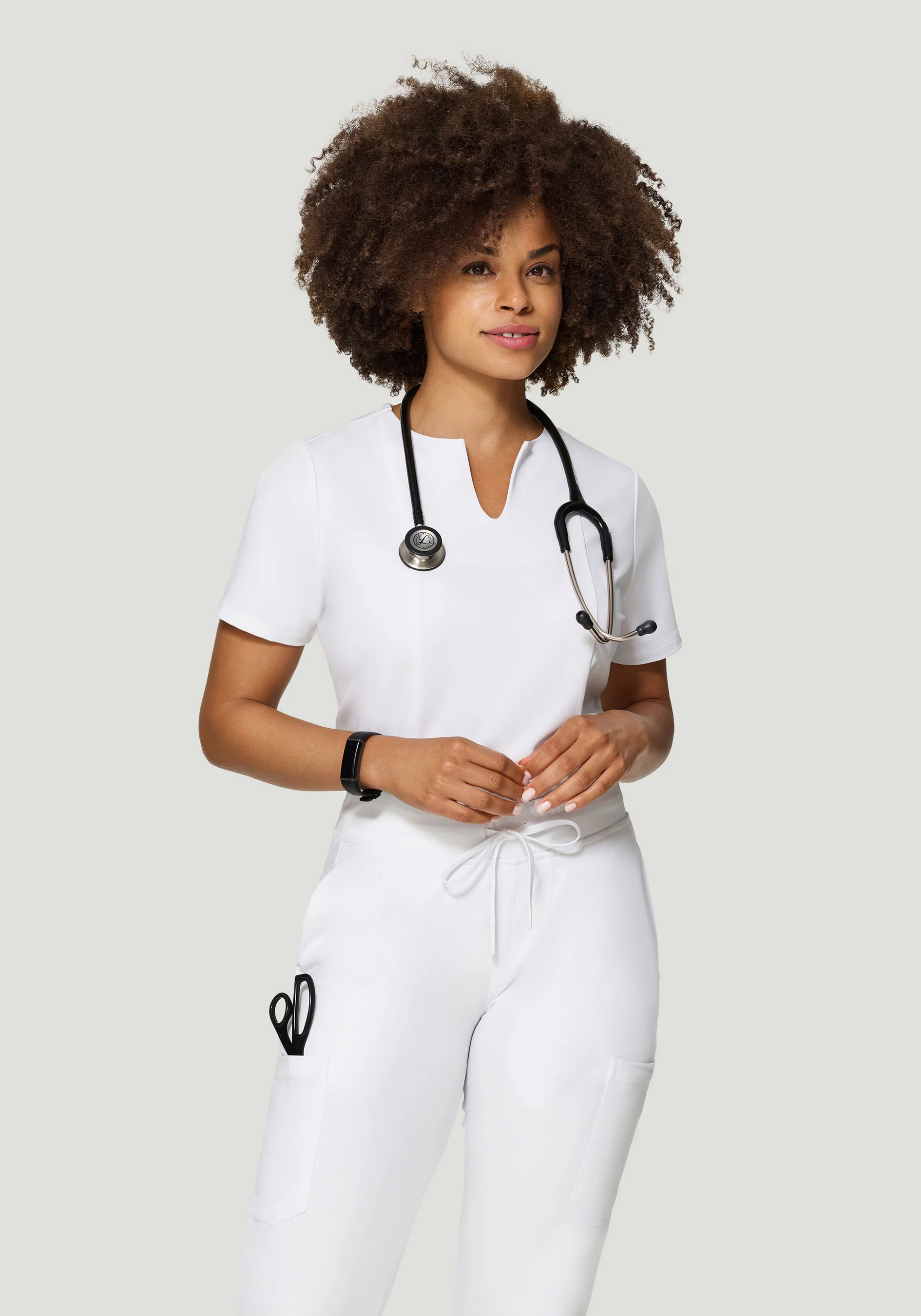 5 Pocket Notch Neck Top White