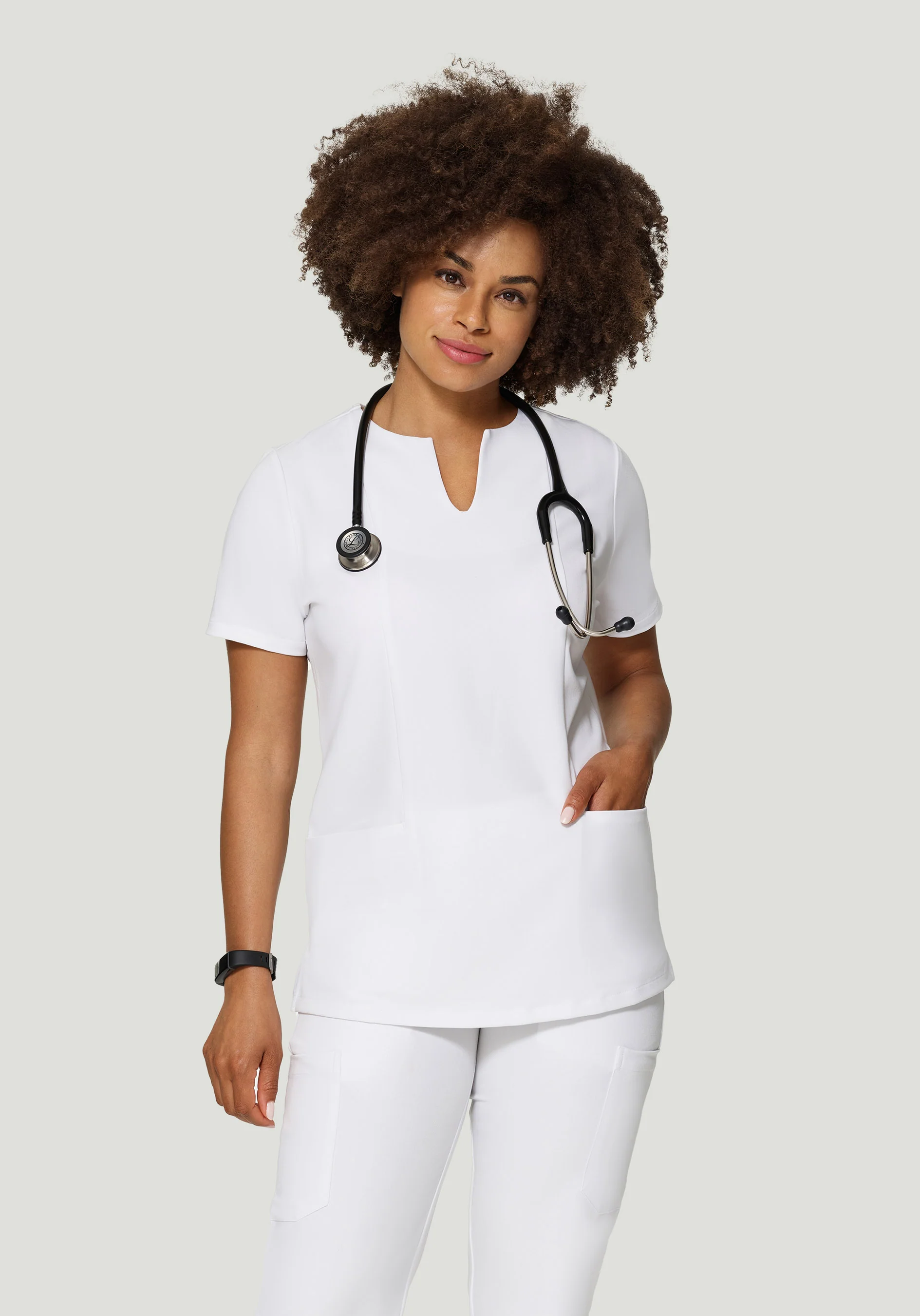 5 Pocket Notch Neck Top White - Image 2