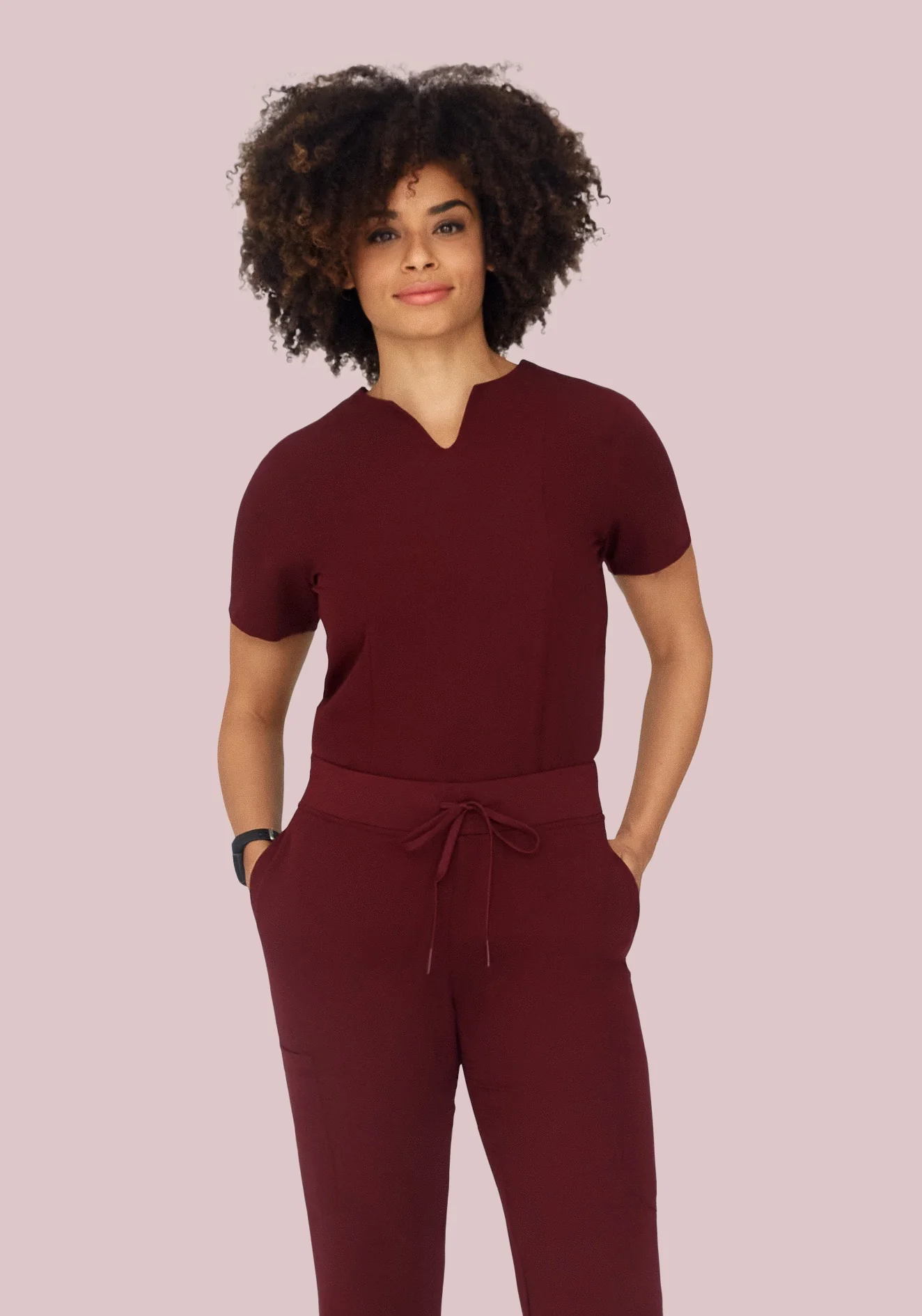5 Pocket Notch Neck Top Wine - Image 4