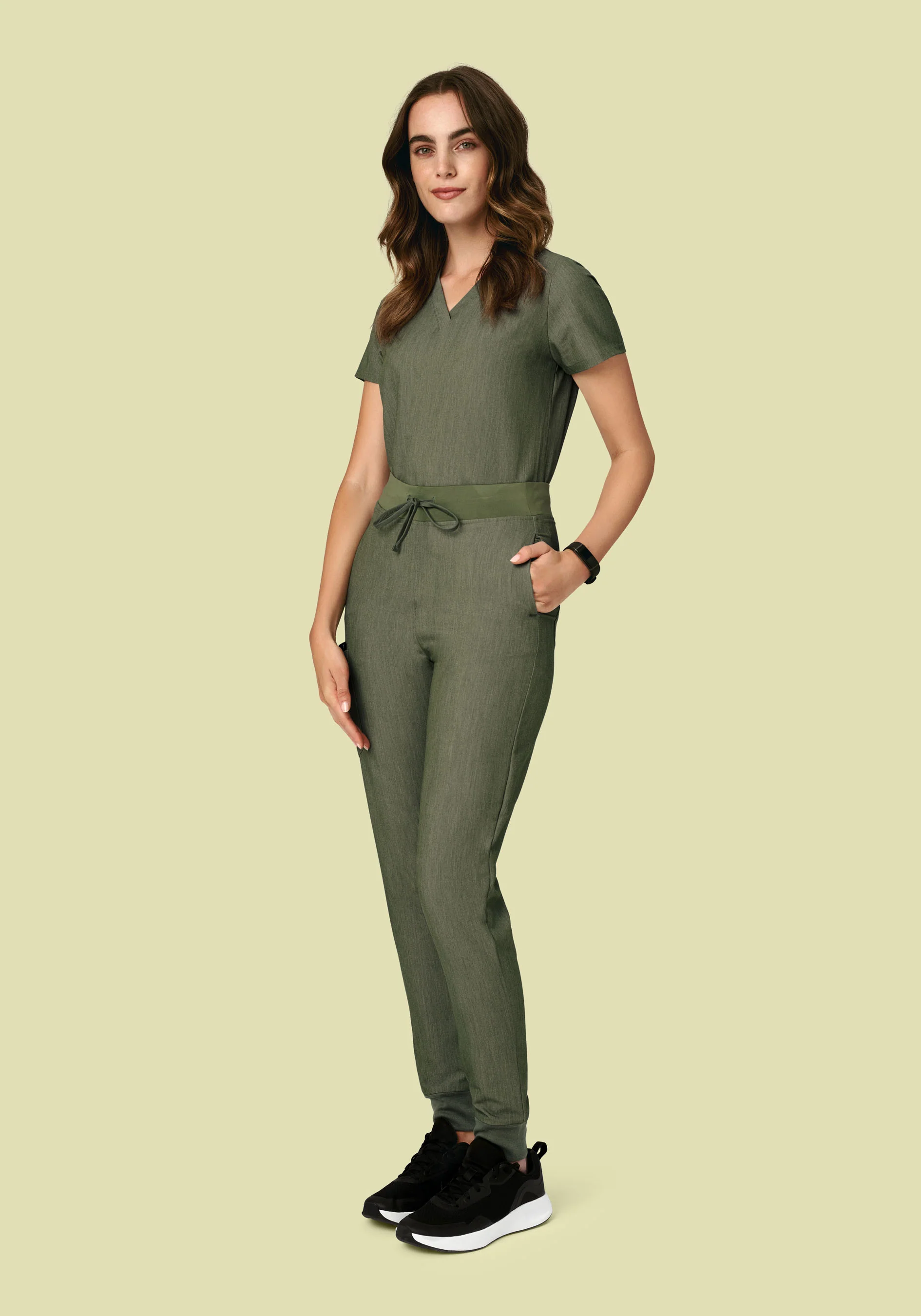 6 Pocket Top Heather Olive - Image 3