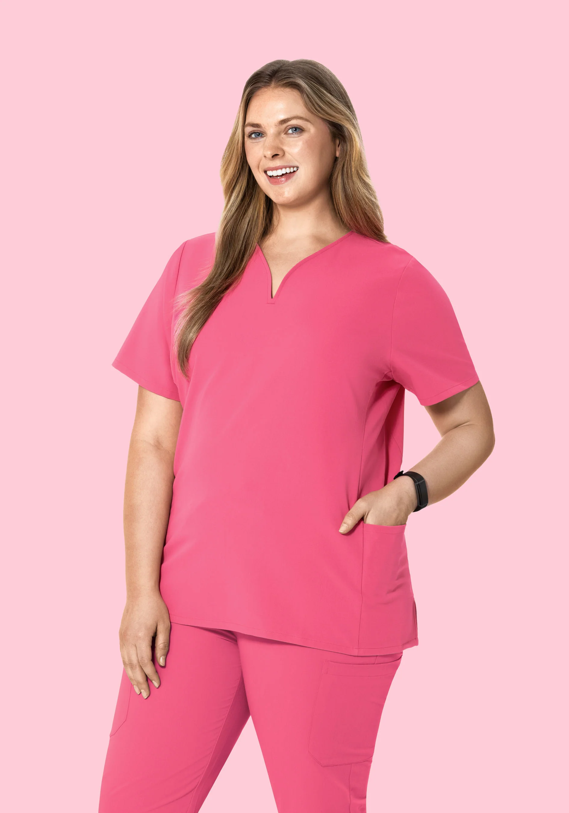 Curved V-Neck Top Bubblegum - Image 5