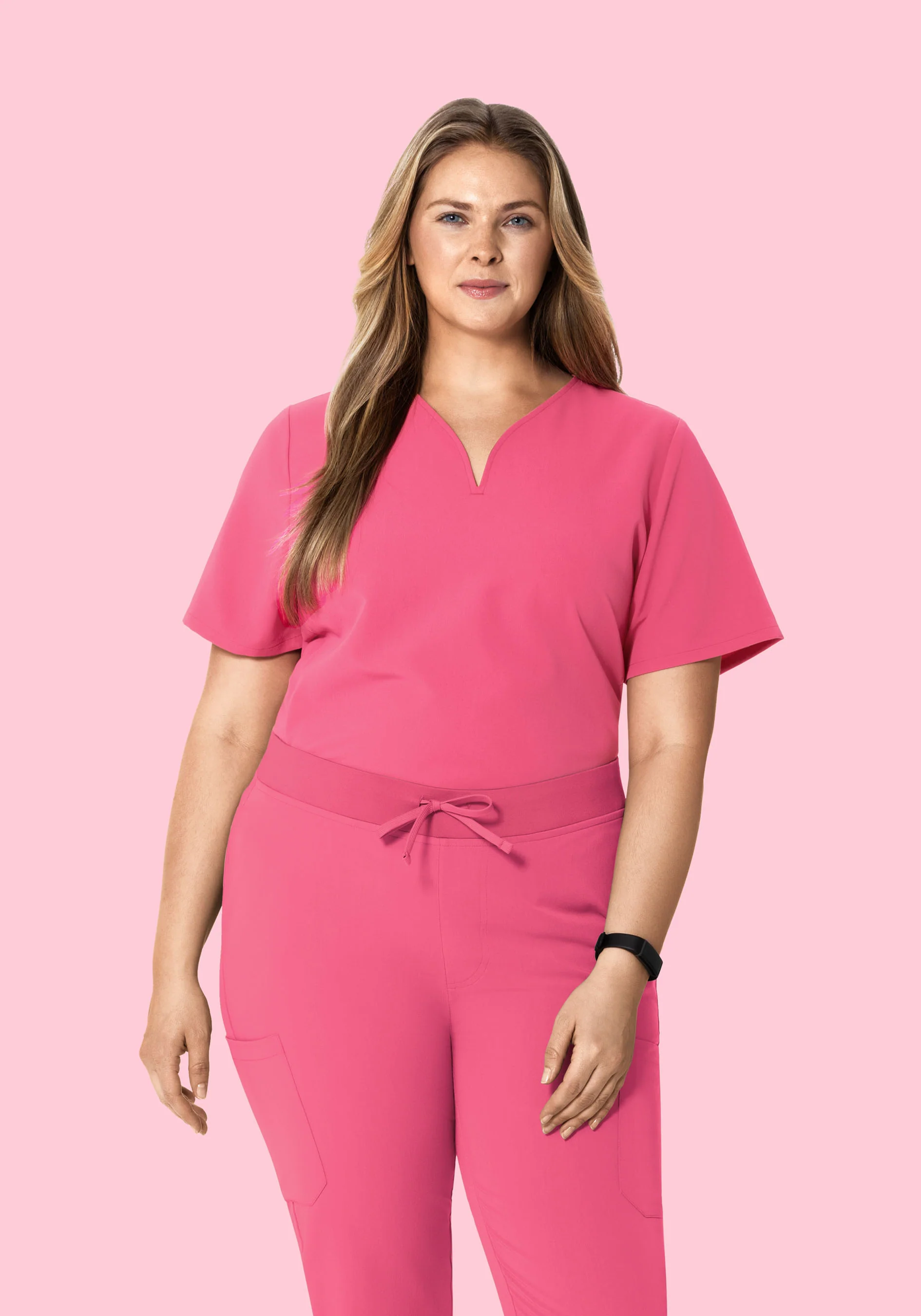 Curved V-Neck Top Bubblegum - Image 6