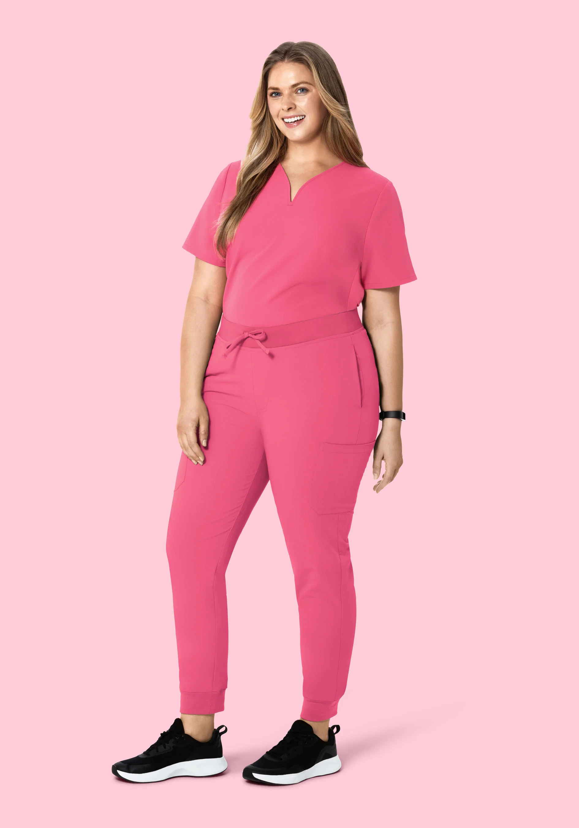 Curved V-Neck Top Bubblegum - Image 7