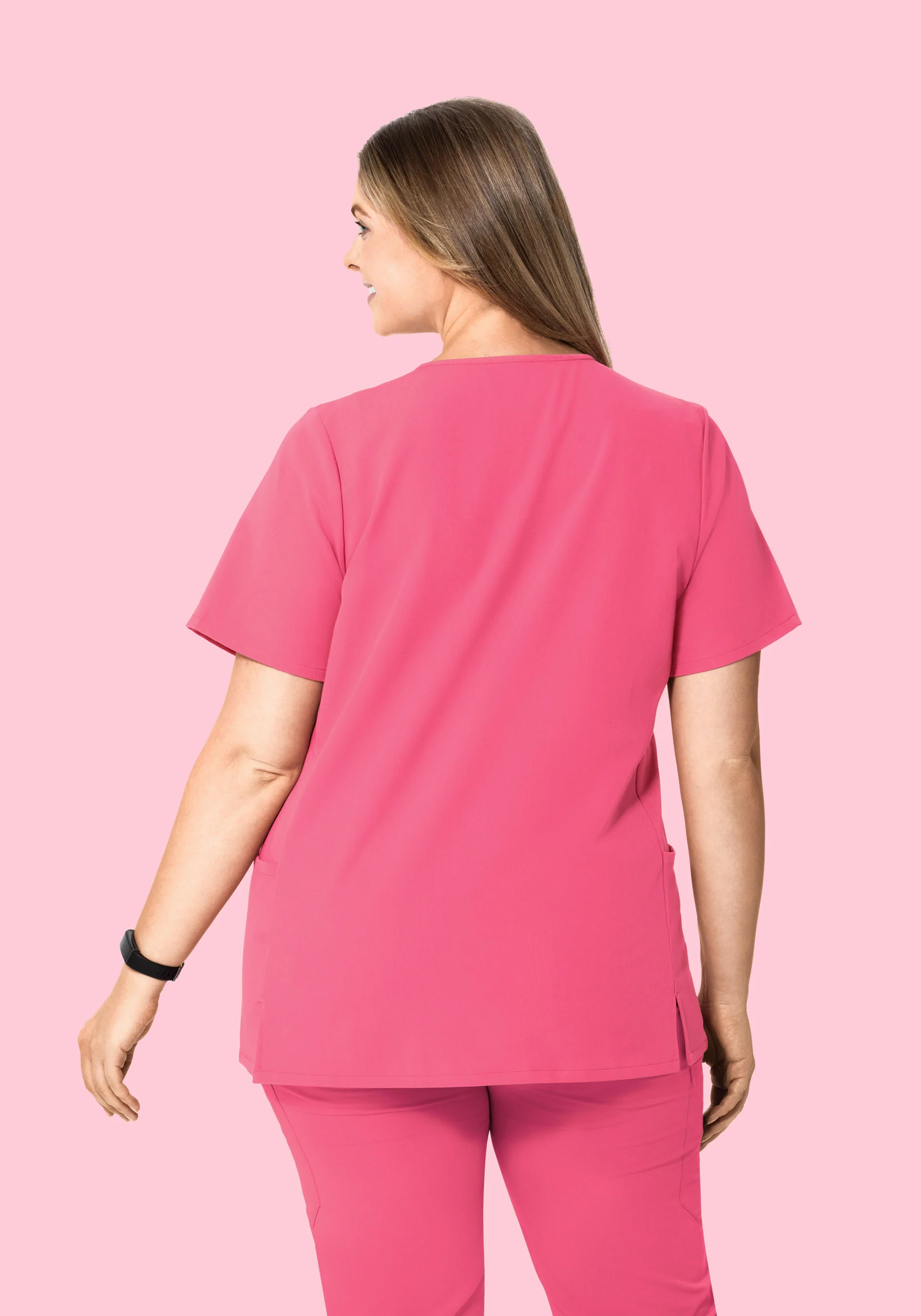 Curved V-Neck Top Bubblegum - Image 8