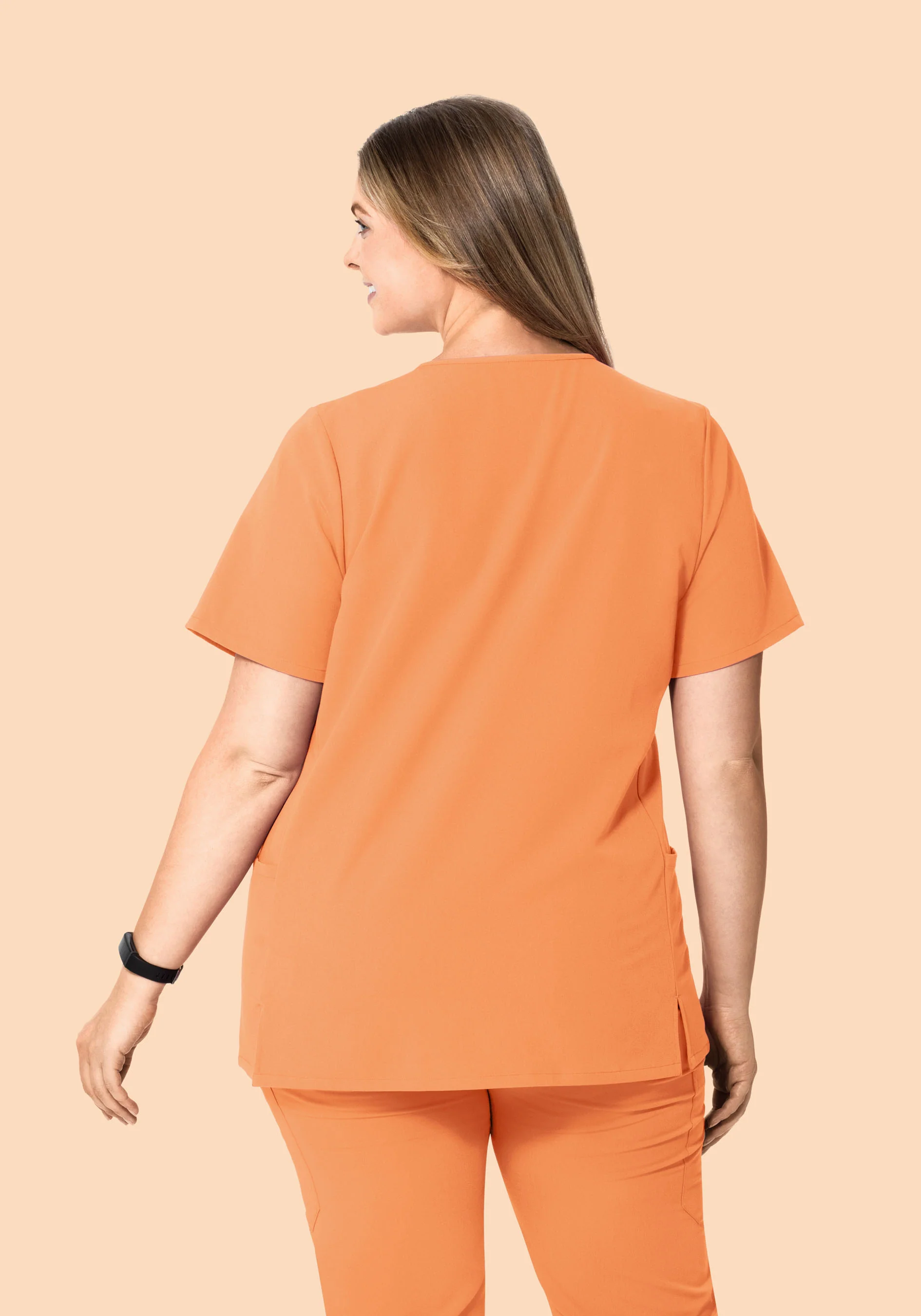 Curved V-Neck Top Cantaloupe - Image 8