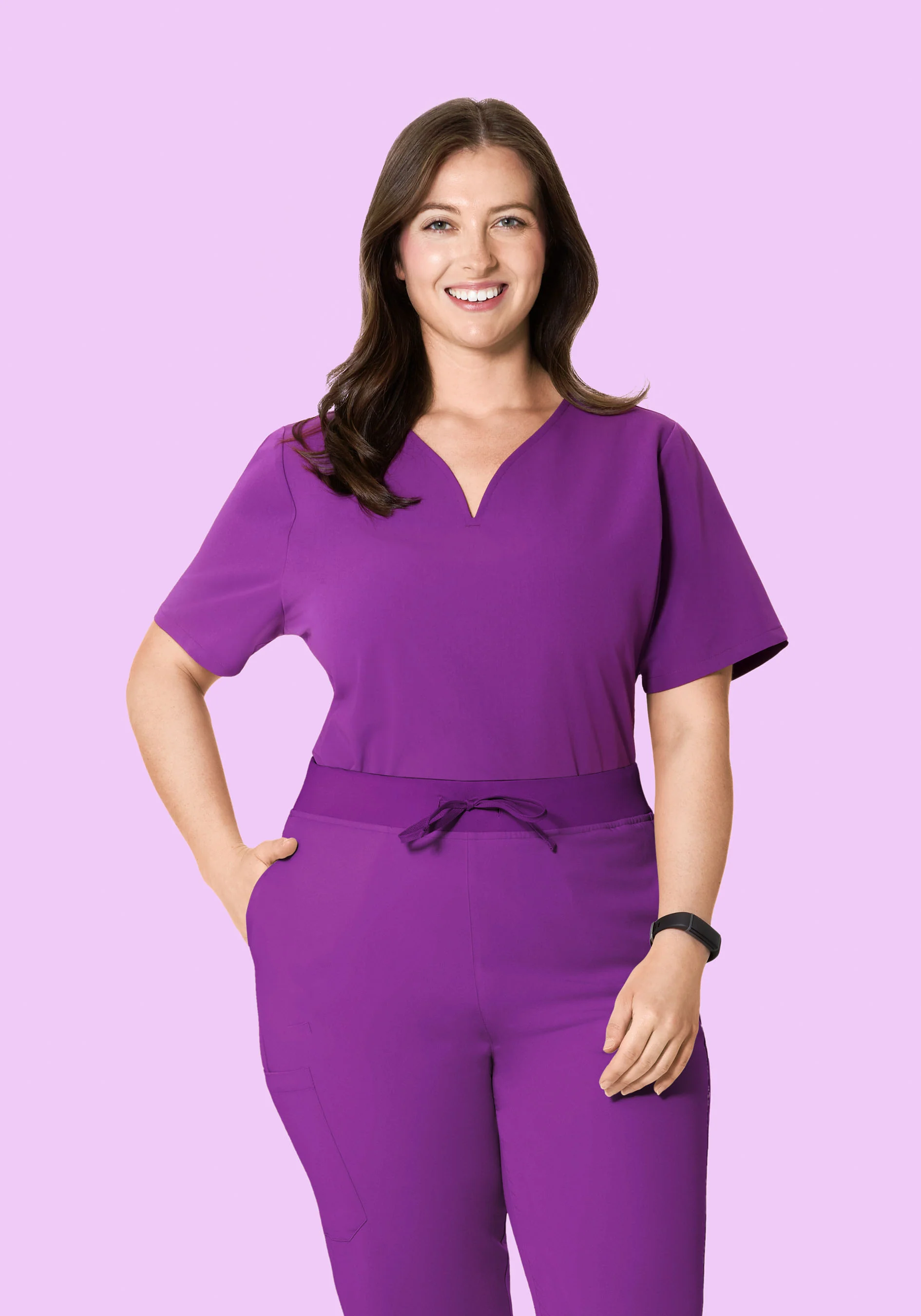 Curved V-Neck Top Cyber Grape - Image 7