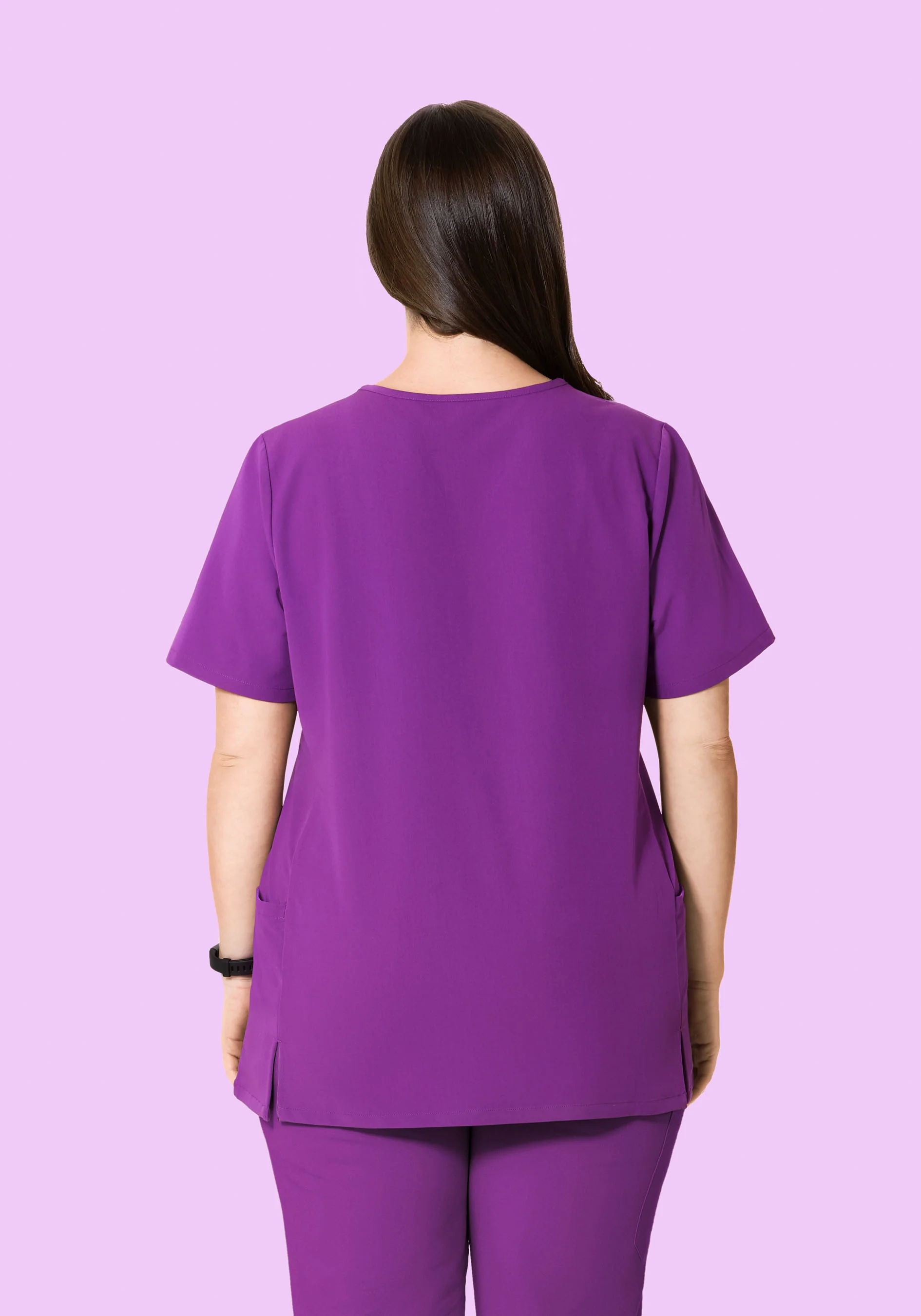 Curved V-Neck Top Cyber Grape - Image 8