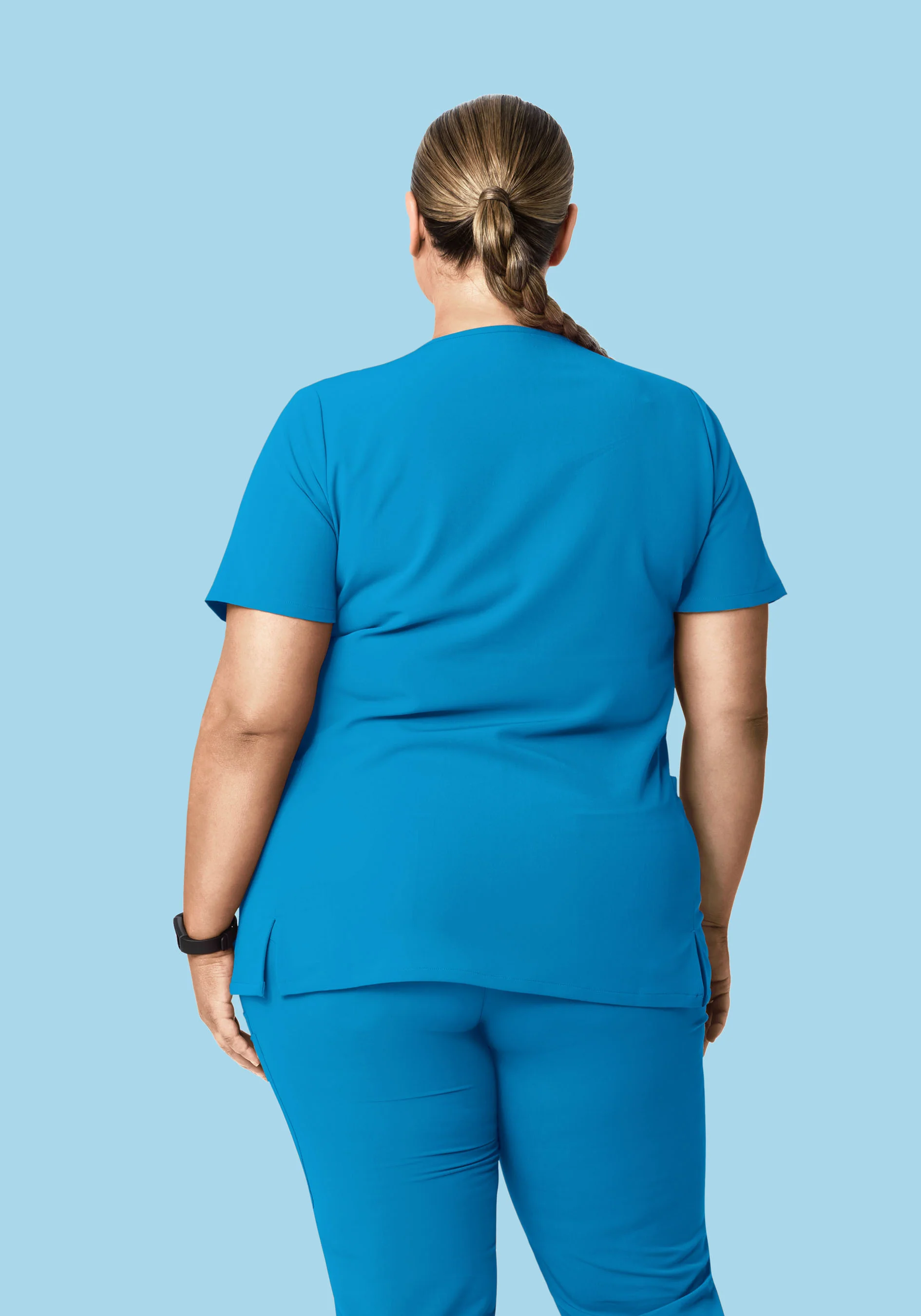 Curved V-Neck Top Electric Blue - Image 7