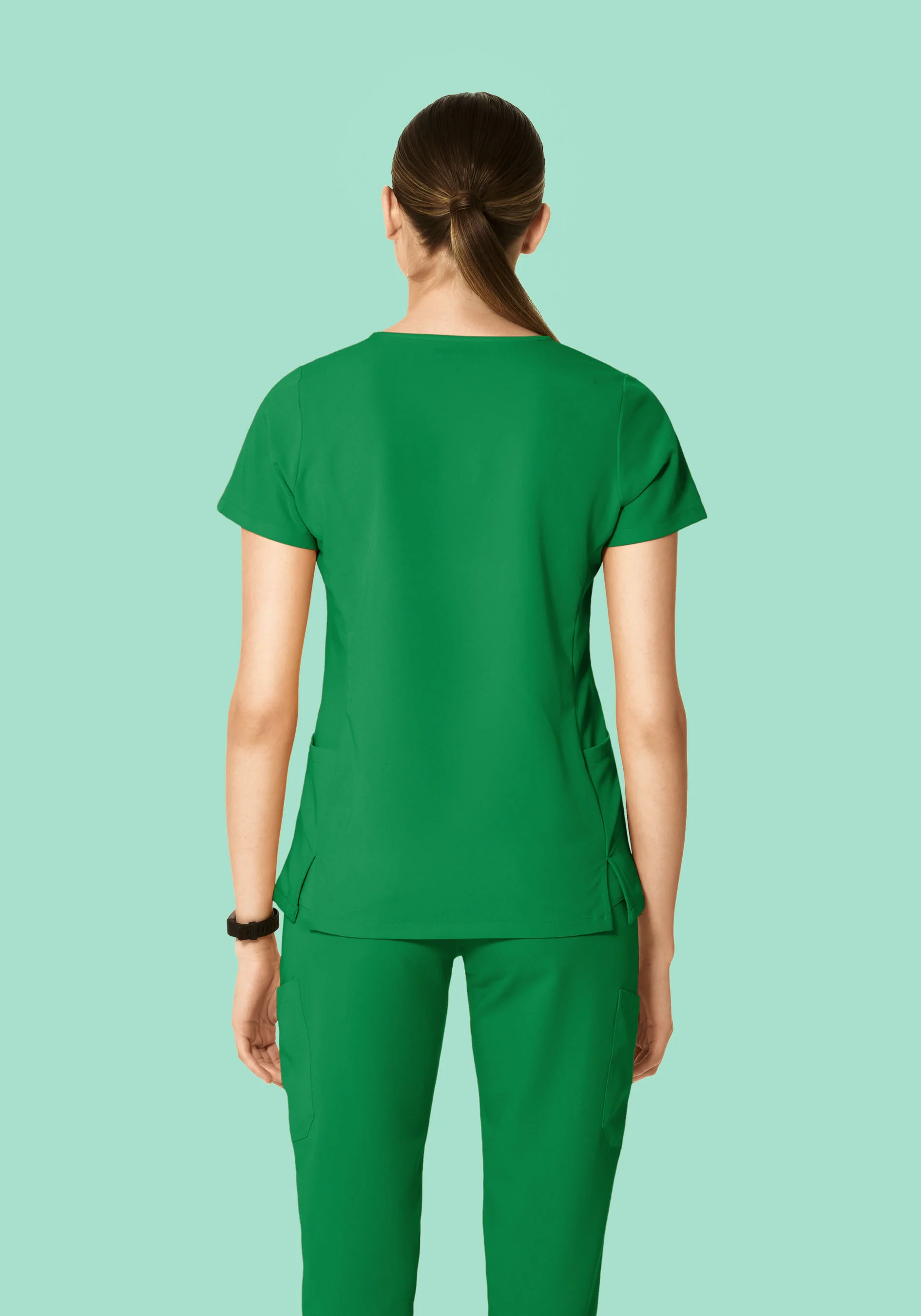 Curved V-Neck Top Emerald - Image 5