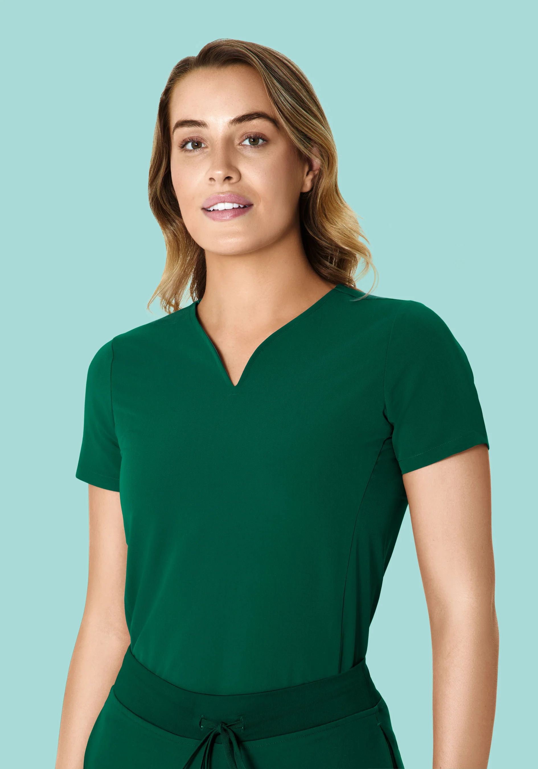 Curved V-Neck Top Hunter Green - Image 2