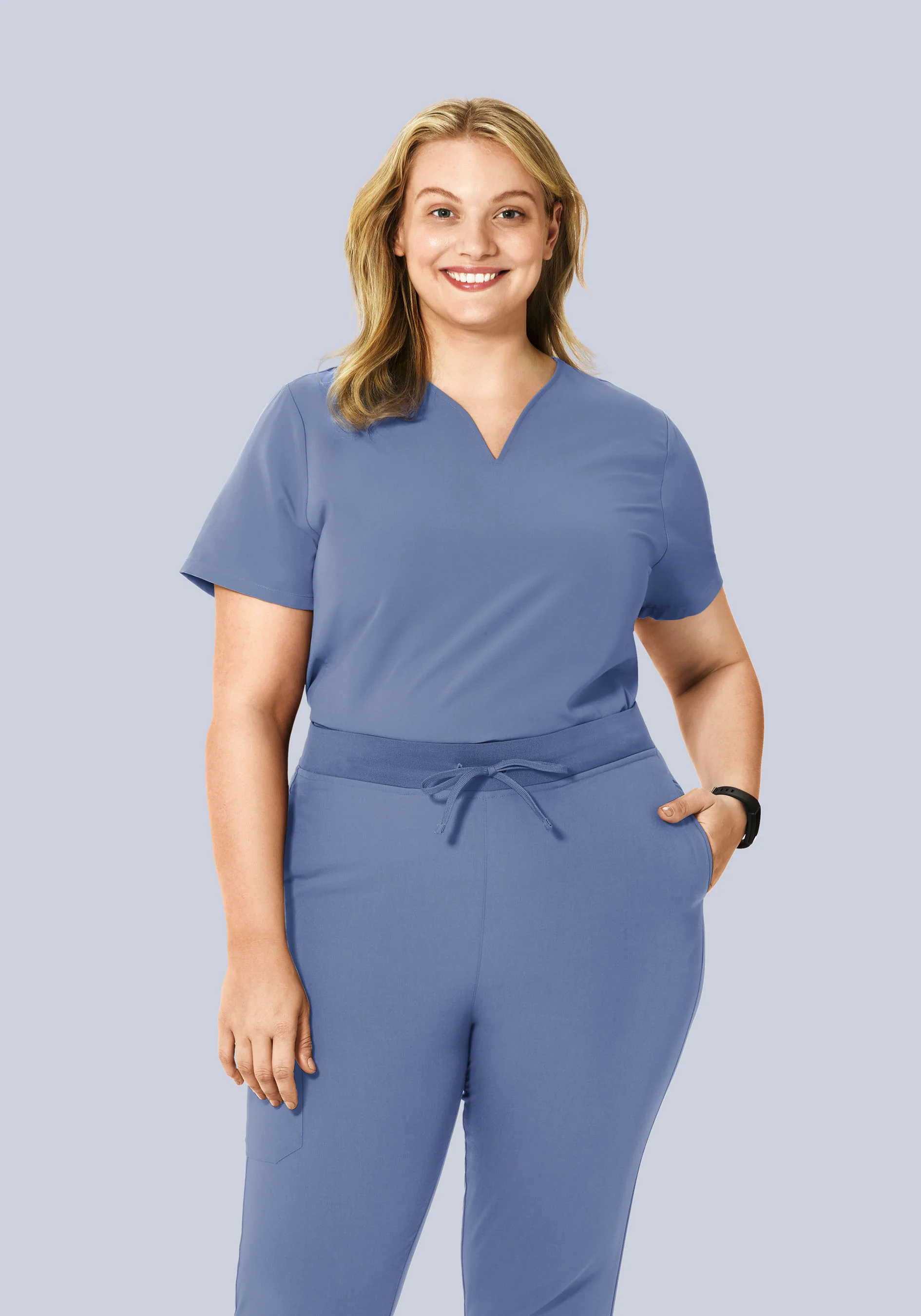 Curved V-Neck Top Periwinkle - Image 6