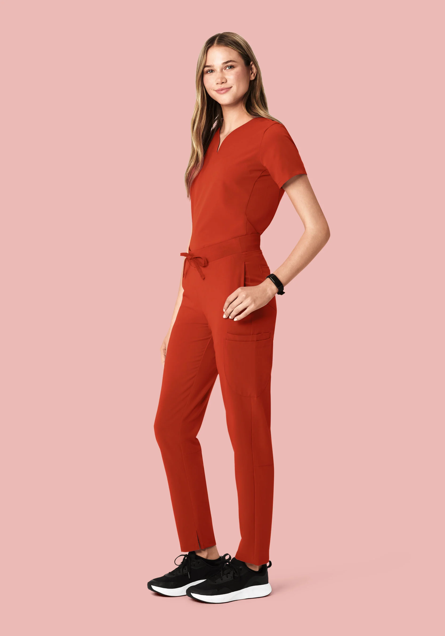 Curved V-Neck Top Rust - Image 3