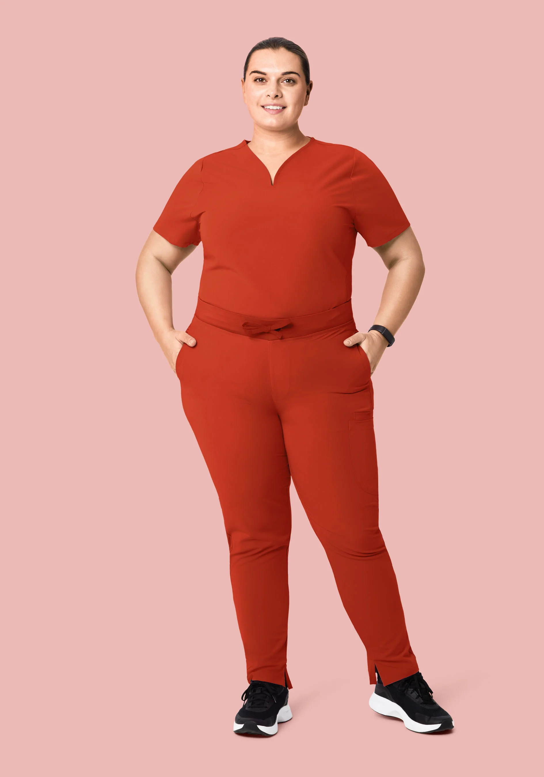 Curved V-Neck Top Rust - Image 8