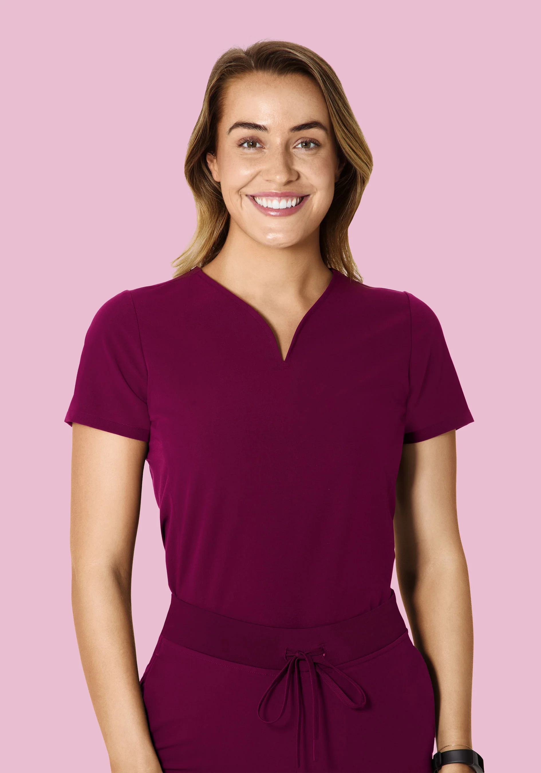 Curved V-Neck Top Sangria - Image 6