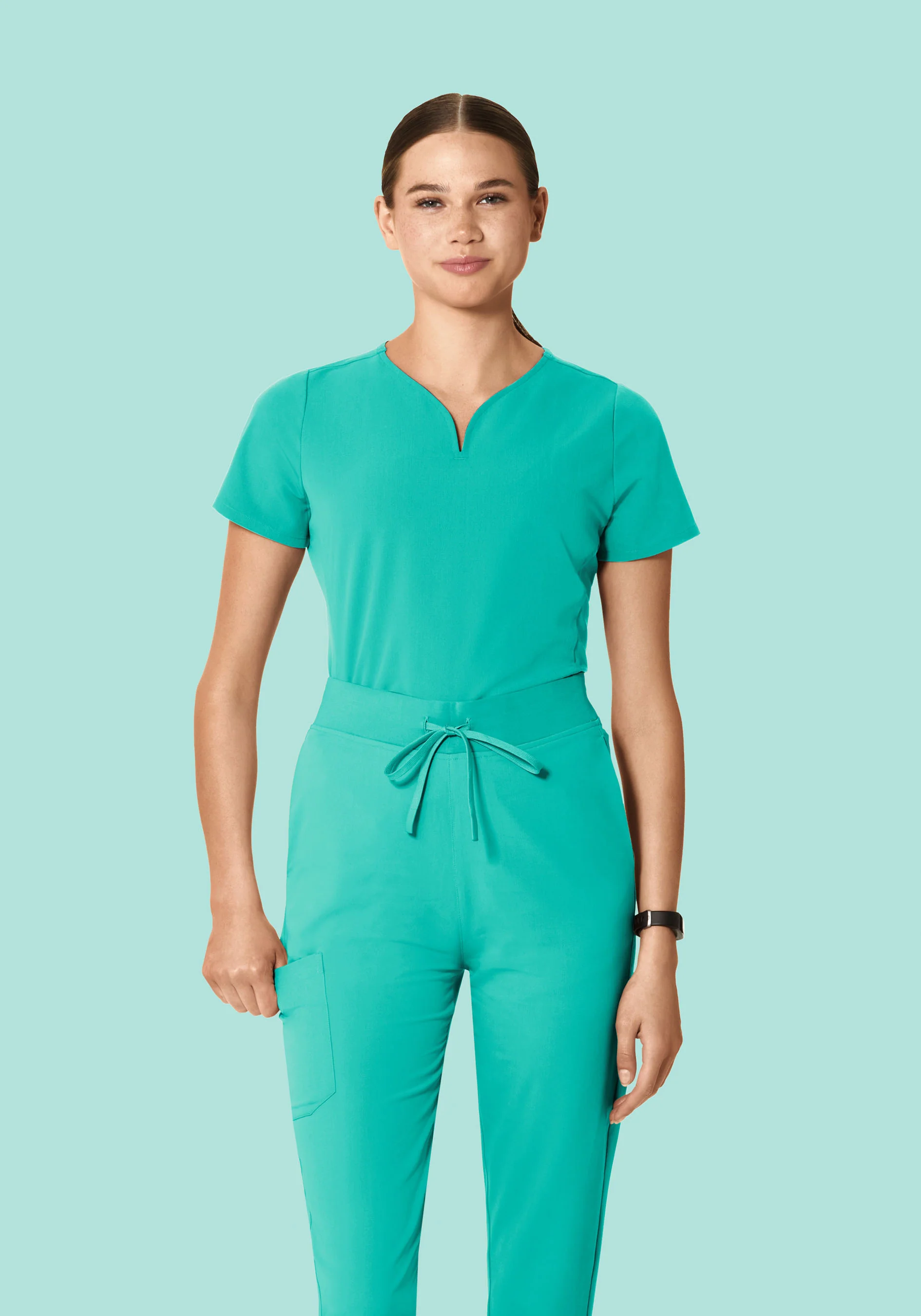 Curved V-Neck Top Surgical Green - Image 5