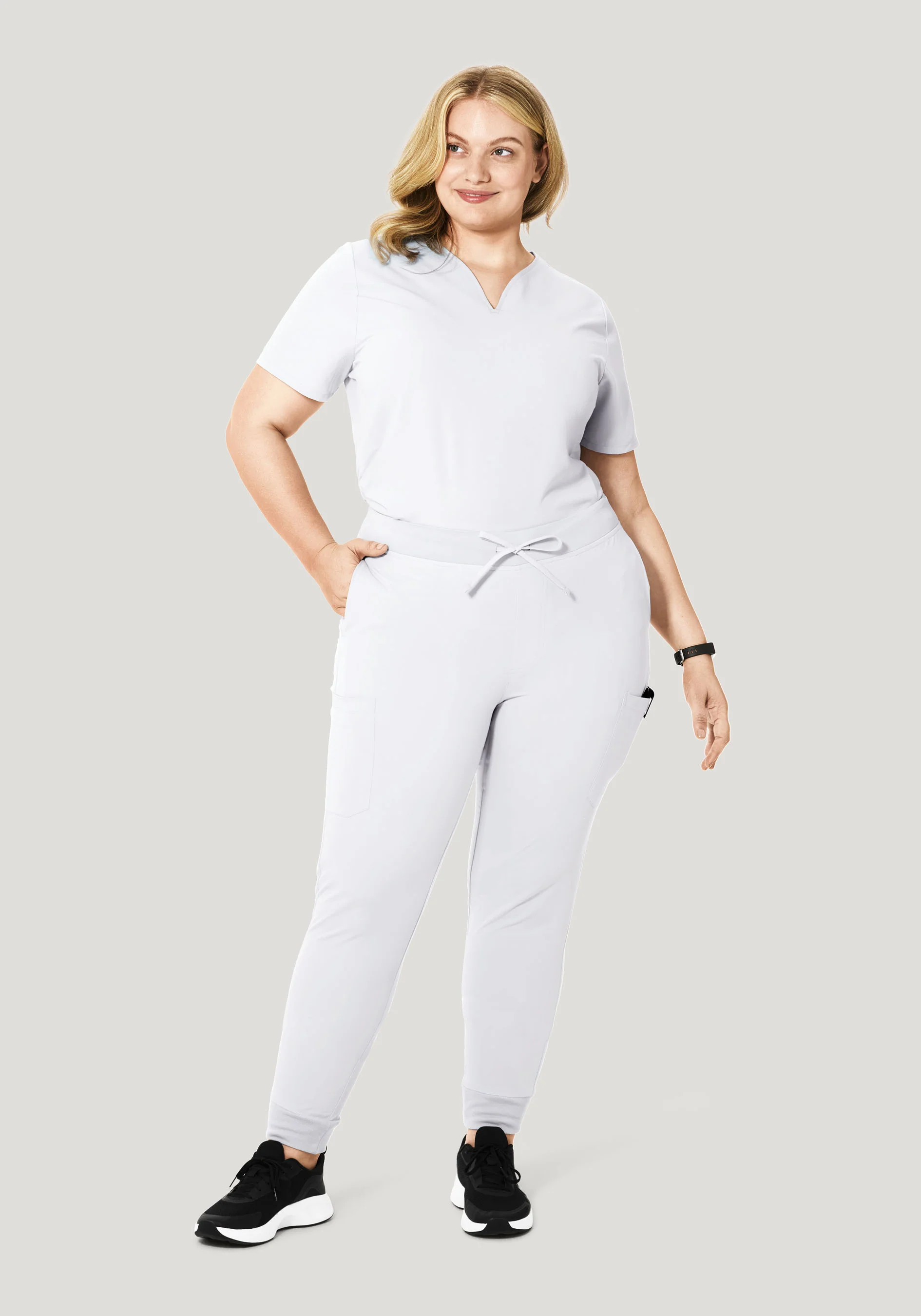 Curved V-Neck Top White - Image 7