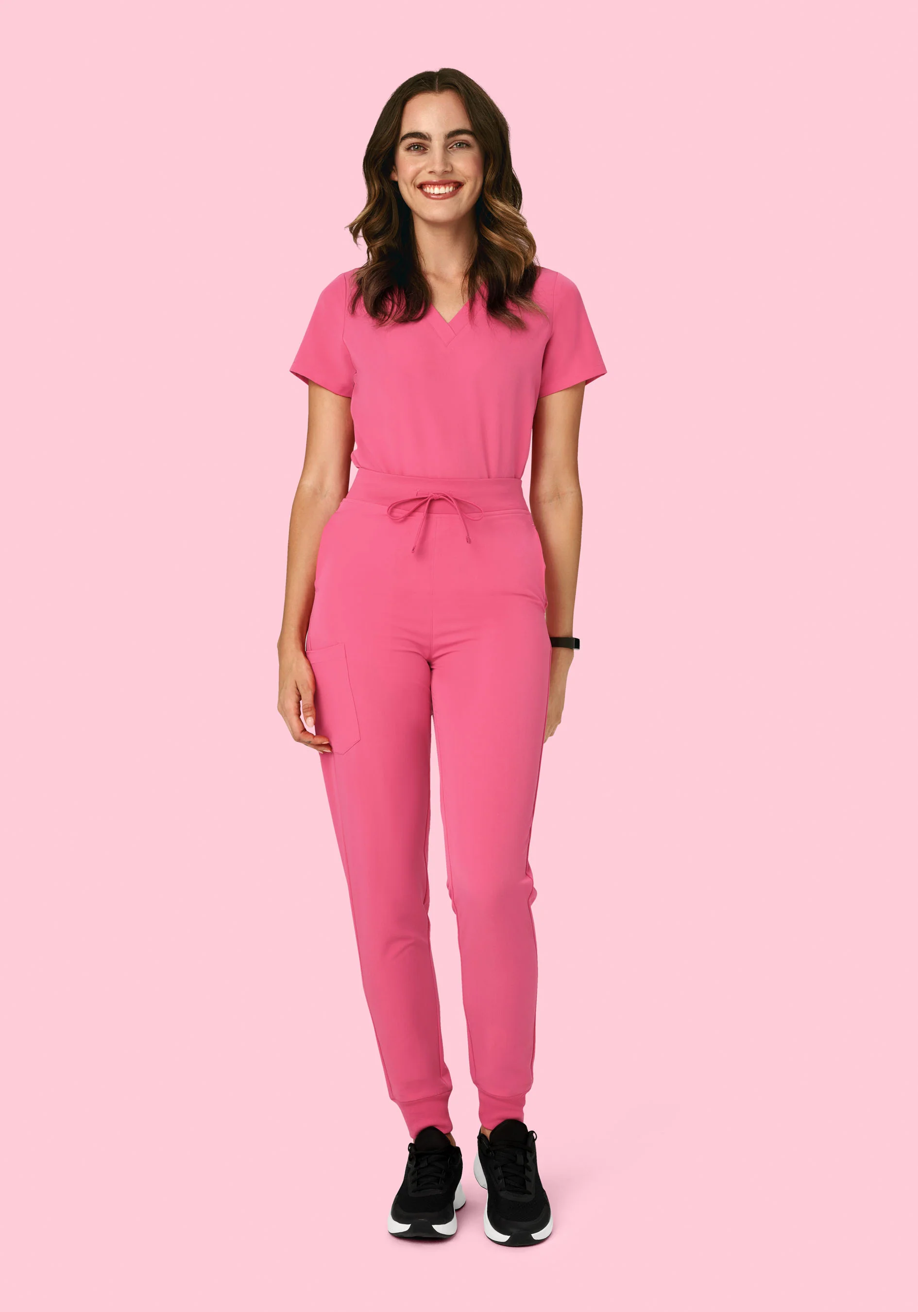 High Waisted Joggers Bubblegum - Image 2