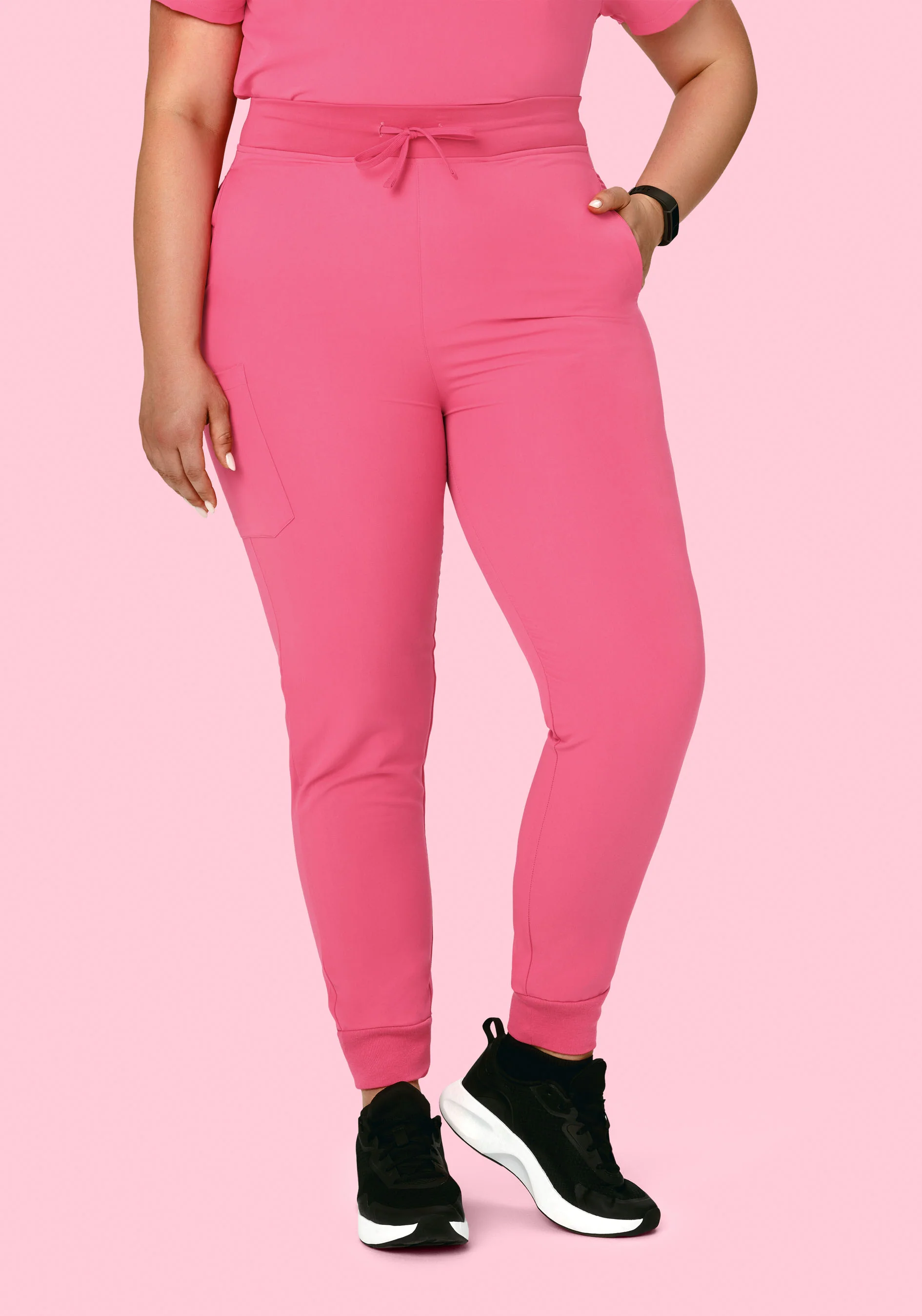 High Waisted Joggers Bubblegum - Image 6