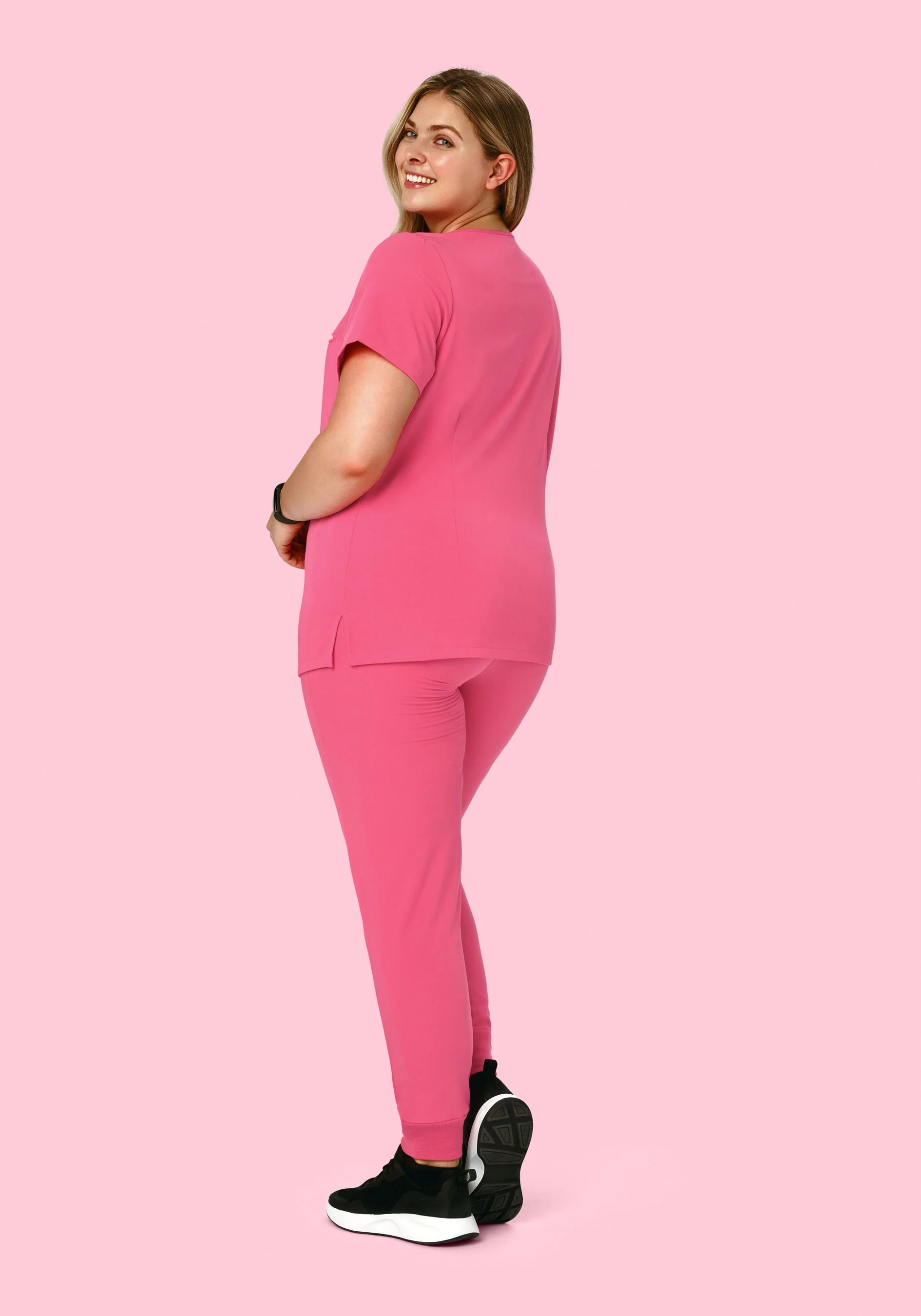 High Waisted Joggers Bubblegum - Image 9